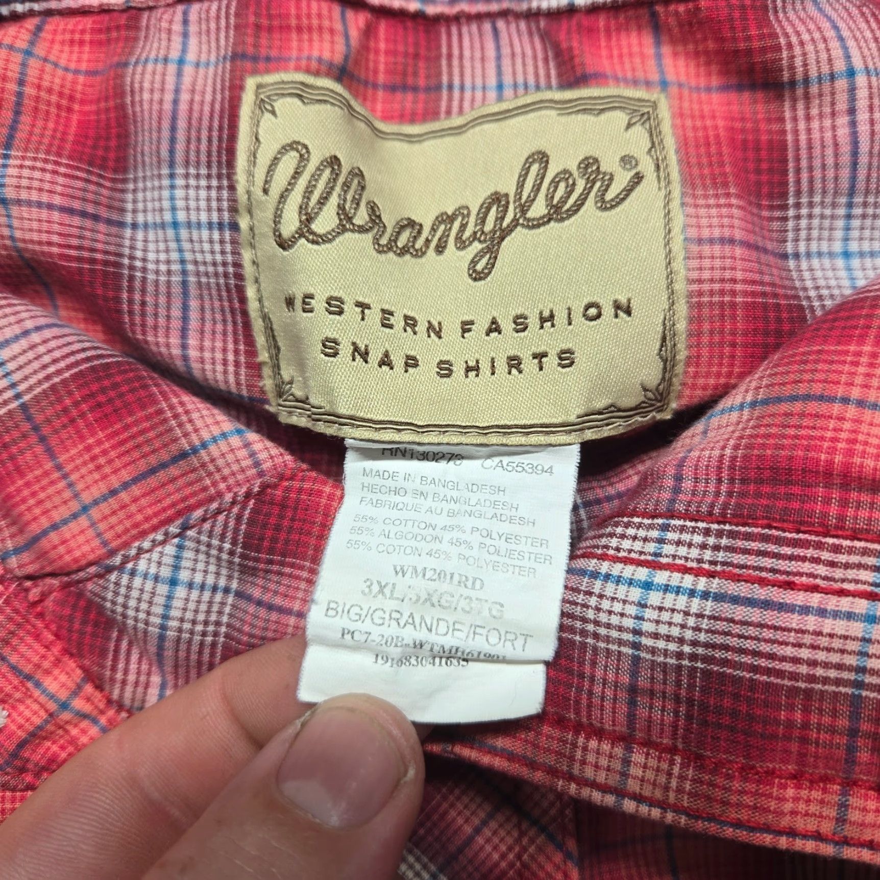 Wrangler VINTAGE Wrangler Men’s Casual Short Sleeve Plaid Button-Down Shirt 3XL Red Cotton Spring Summer Fall Size US XXL / EU 58 / 5 - 3 Thumbnail