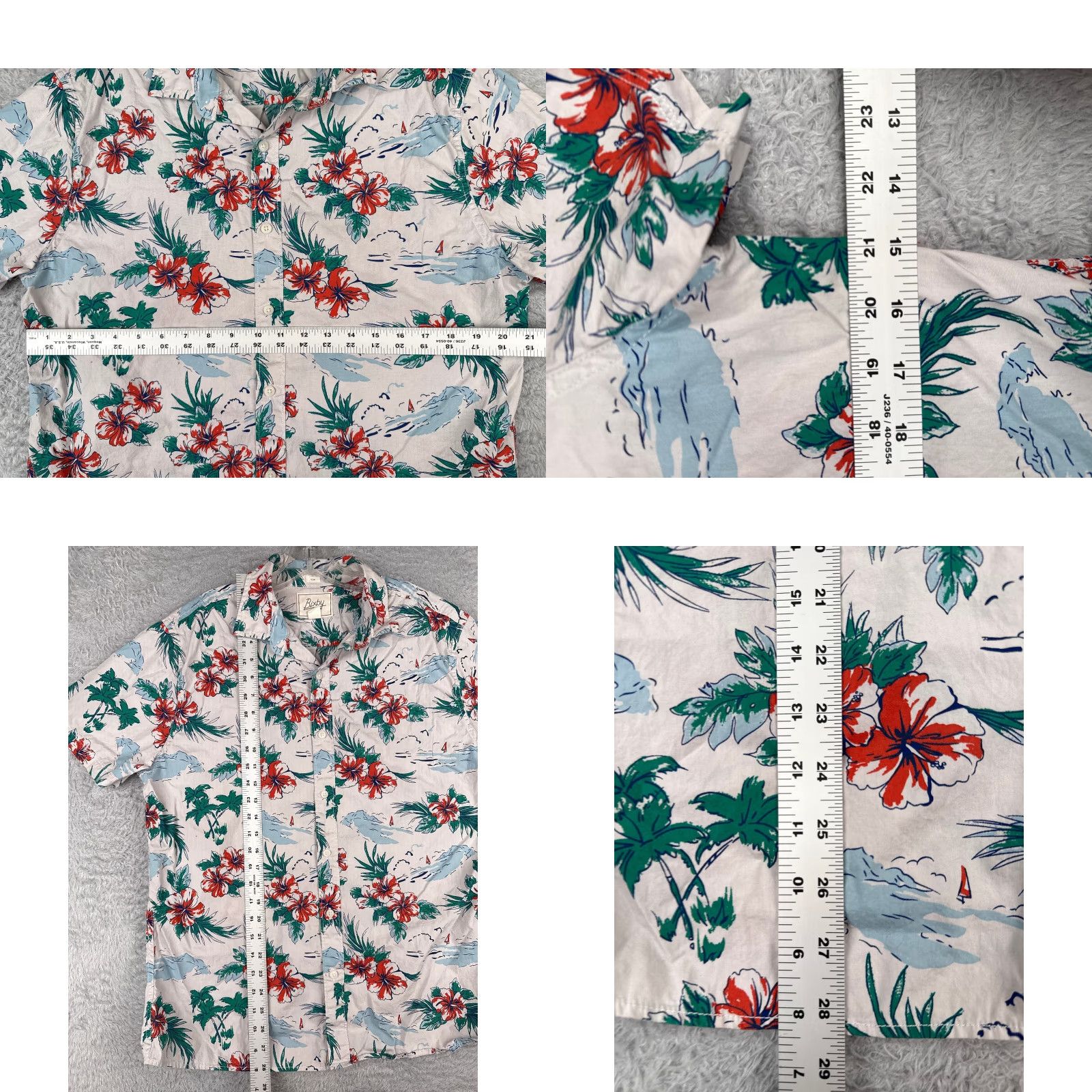 Vintage Coastal Shirt Men L White Floral Hawaiian 100% Cotton Slim Fit Short Sleeve Size US L / EU 52-54 / 3 - 8 Thumbnail