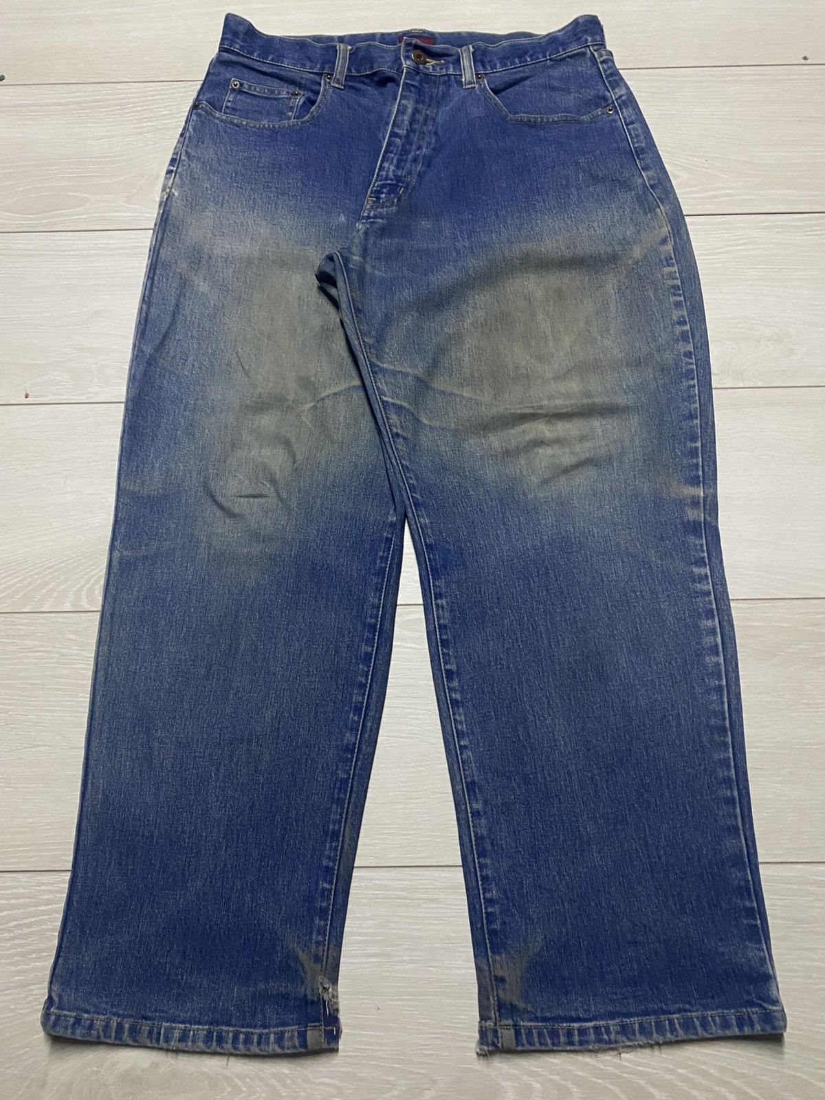 Japanese Brand Vintage Japanese Brand Iyb Mud Wash Tappered Leg Jeans Size US 31 - 1 Thumbnail