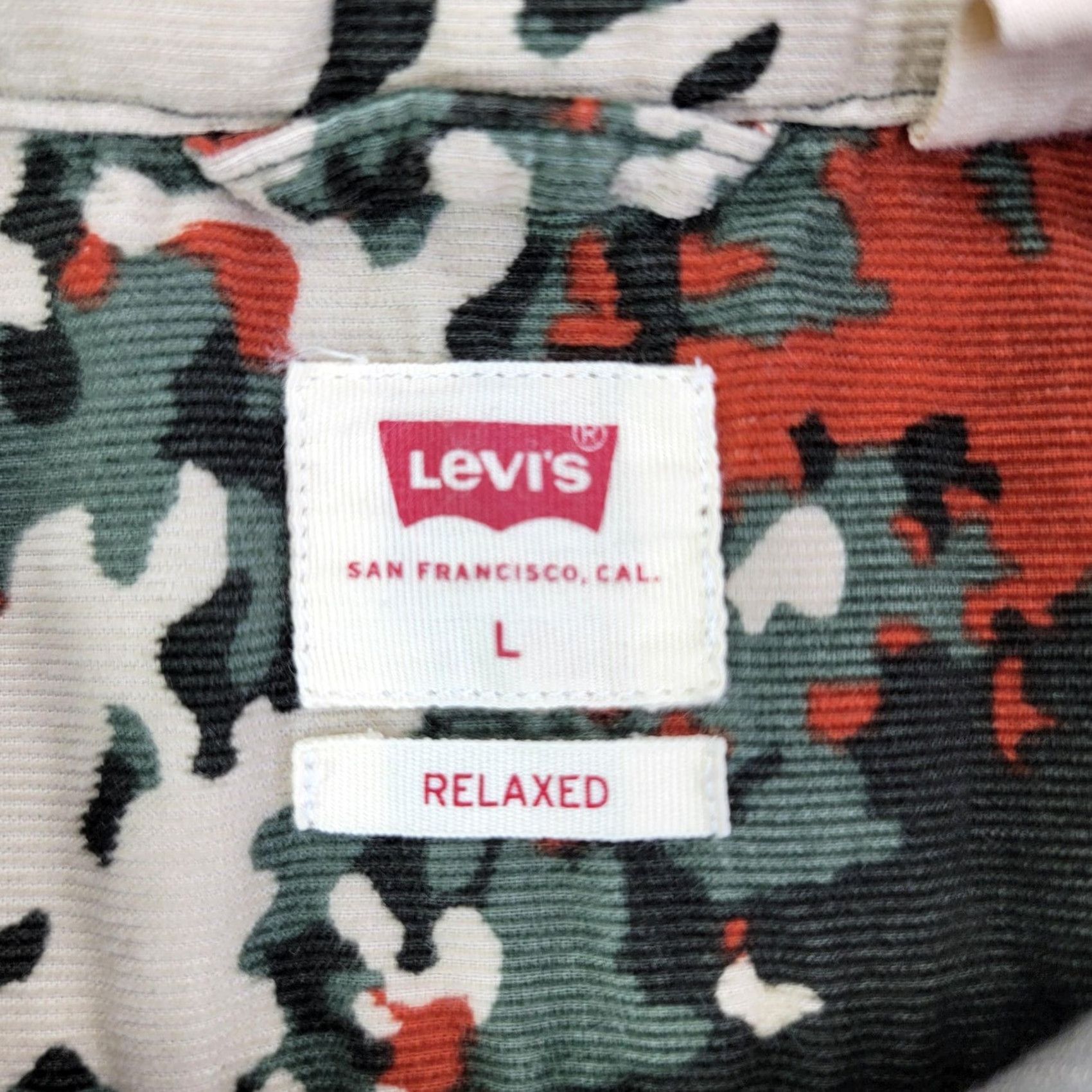 Levi's Levis Shirt Mens Large Multicolor Camouflage Corduroy Long Sleeve Button-Up Relaxed Size US L / EU 52-54 / 3 - 2 Thumbnail