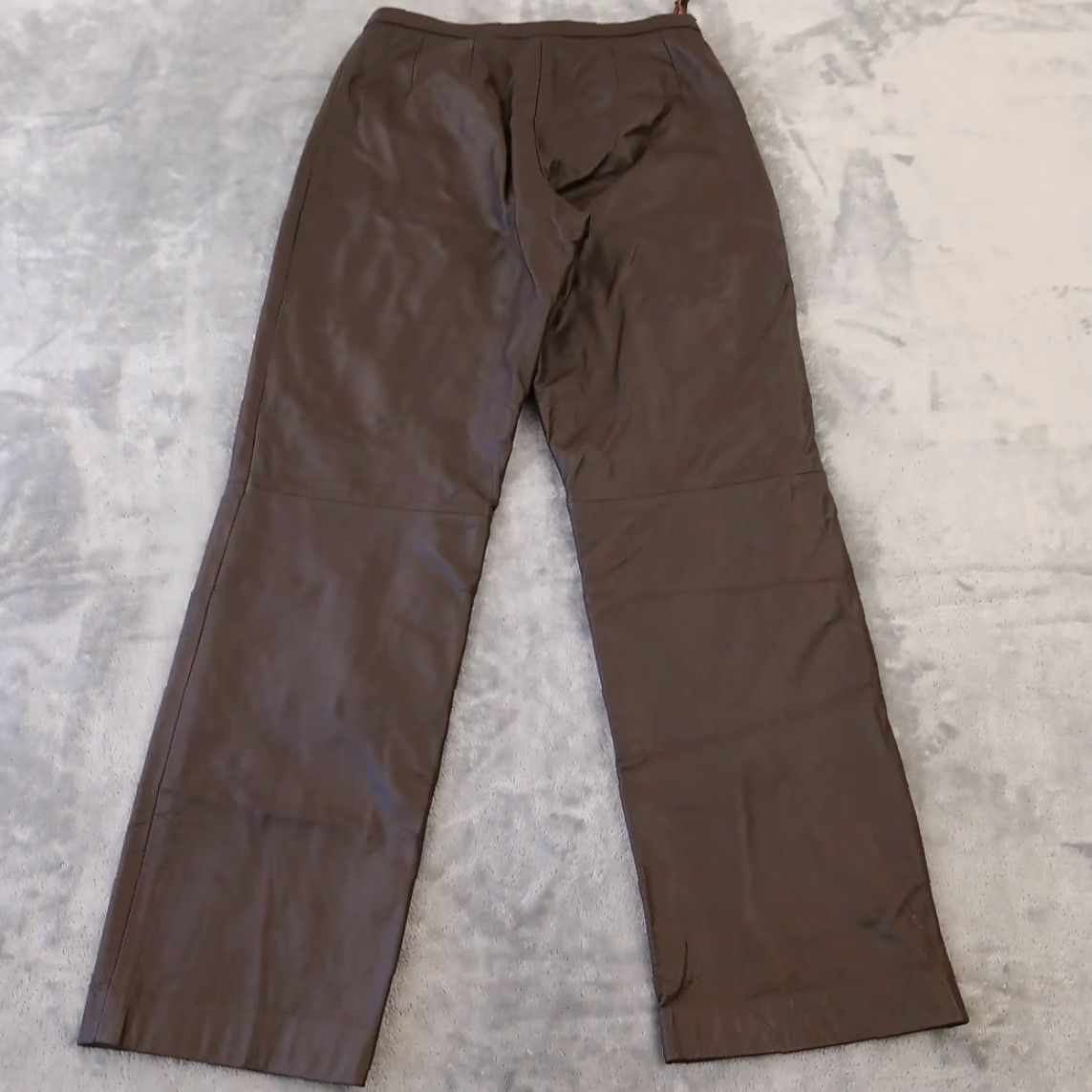 Vintage Mixit Womens Pants 10 Brown Leather 29x31 High Rise Lined Straight Chino Vintage No Size 32" / US 10 / IT 46 - 6 Thumbnail