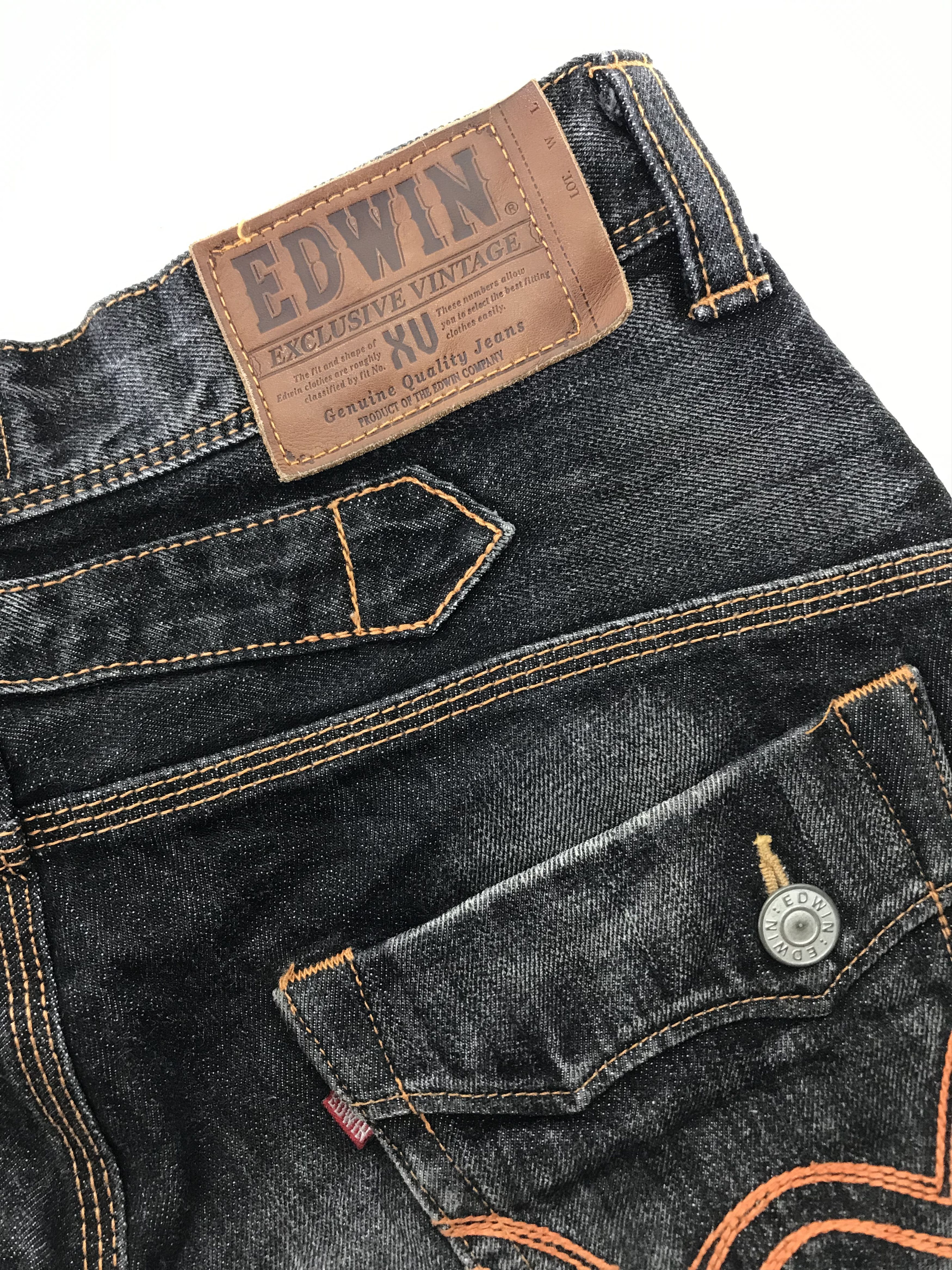 Edwin Vintage Edwin XV Buckle Back Faded Black Flare Jeans Size US 31 - 12 Thumbnail