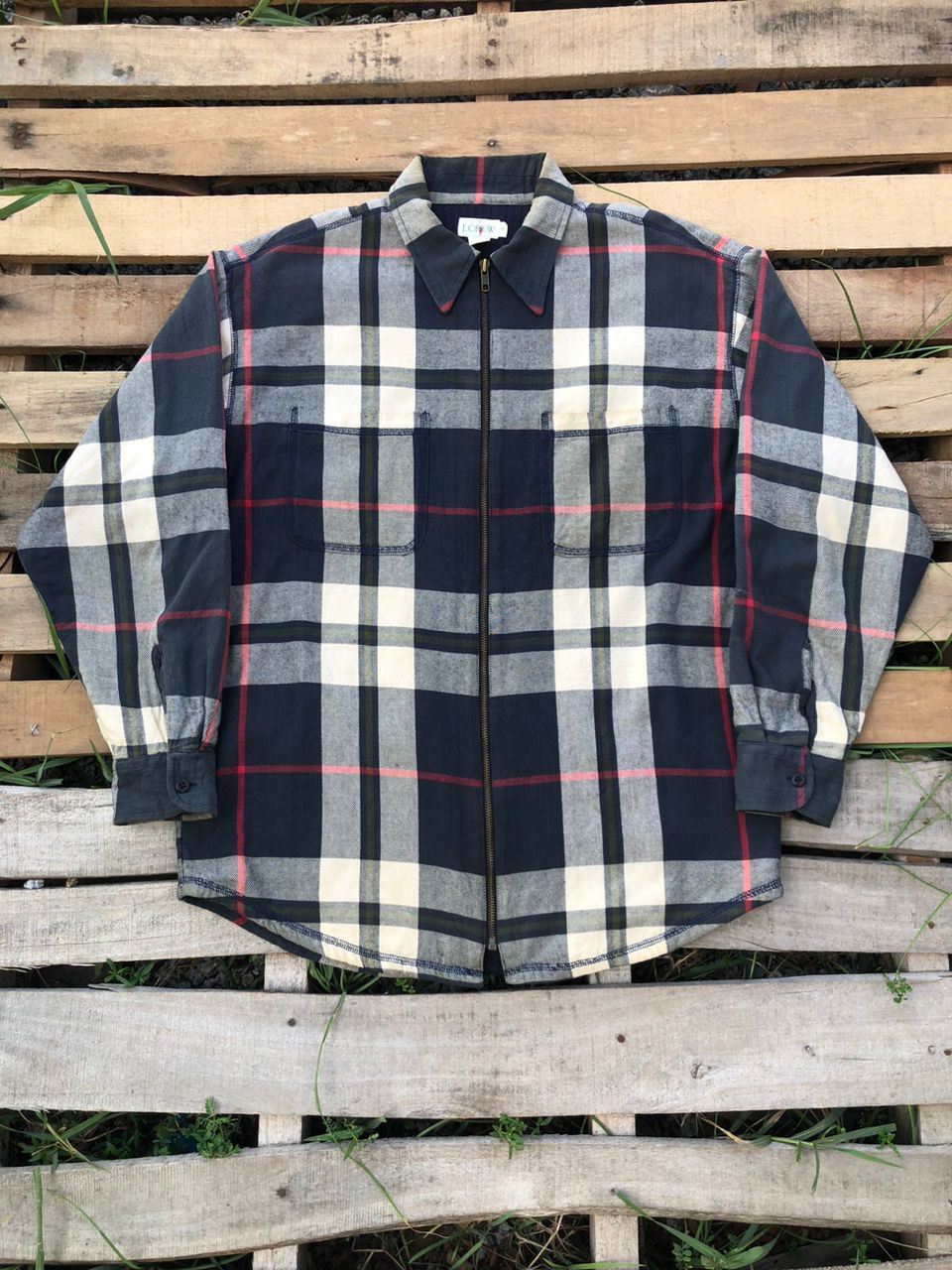 J.Crew Vintage J.Crew Nova Check Zipper Jacket Size US L / EU 52-54 / 3 - 1 Thumbnail