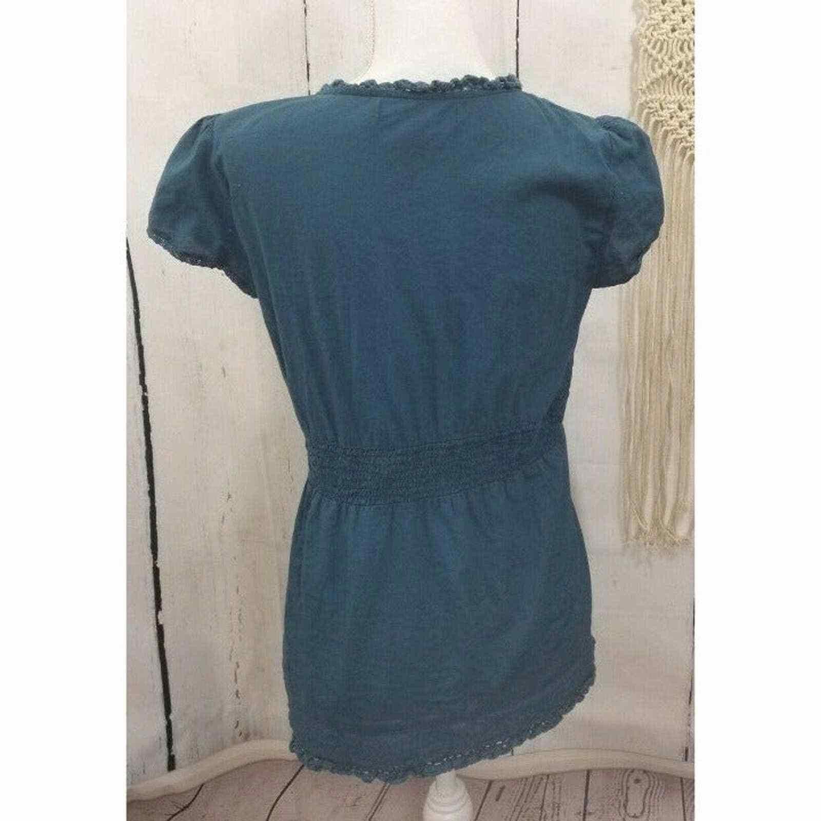 Other Gloria Vanderbilt Women's Top Blouse Blue Green Lace Details Size S / US 4 / IT 40 - 4 Thumbnail