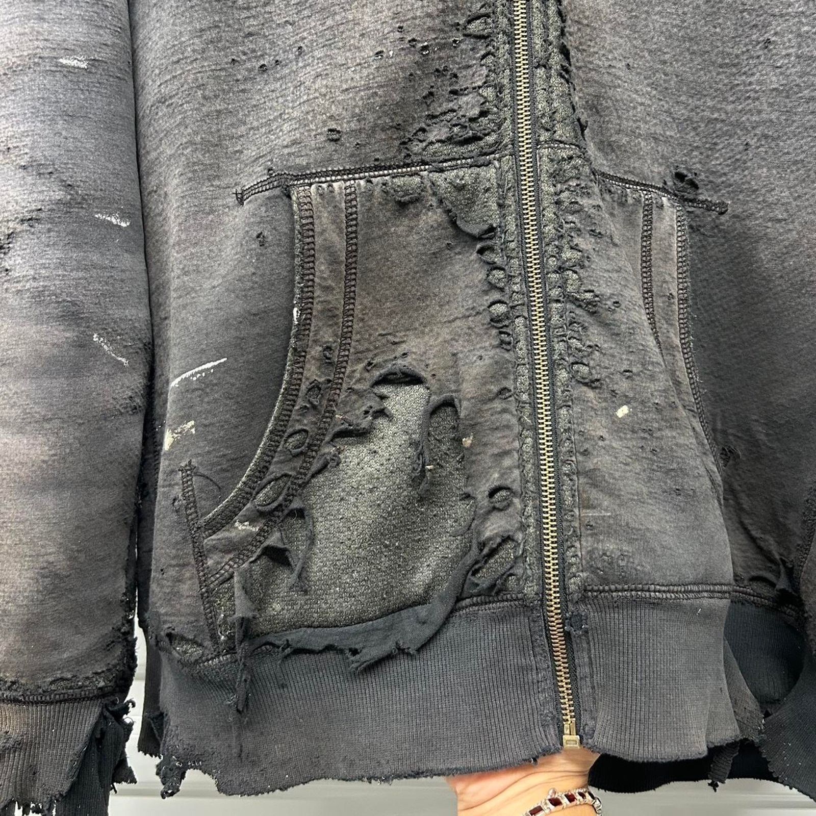 Other VTG/Y2K Super Thrashed/Distressed Faded Sherpa Zip Up Hoodie Size US XL / EU 56 / 4 - 5 Thumbnail