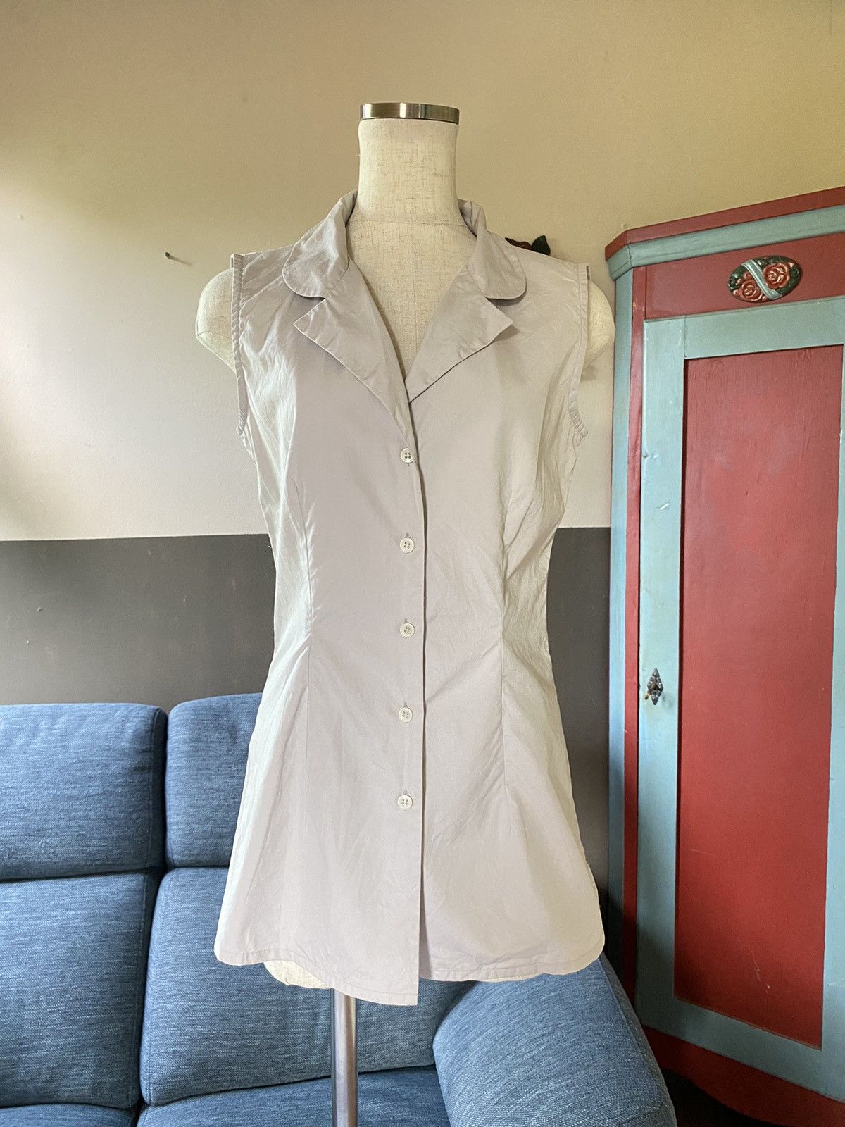 agnes b. agnes b. PARIS Gray Sleeveless Button Shirt Size XS / US 0-2 / IT 36-38 - 1 Thumbnail