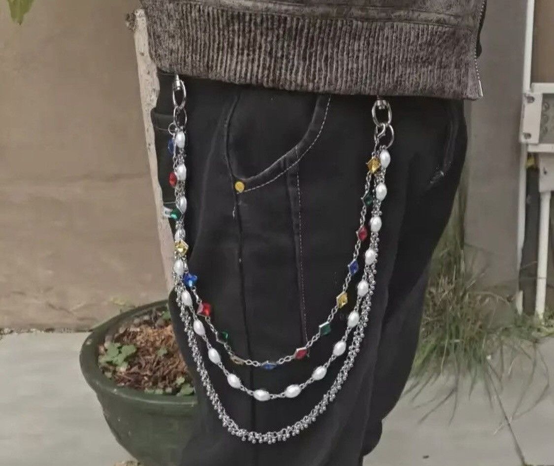Jewelry Rhinestone Three Layers Pearl Pants Chain Waist Chain Size ONE SIZE - 1 Thumbnail