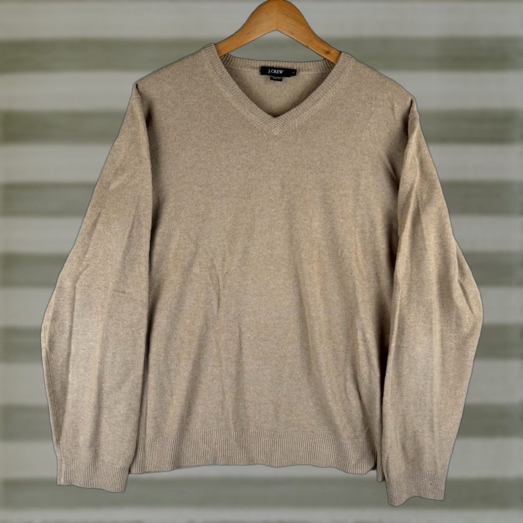 J.Crew J.CREW Sweater Mens L Tan 100% Cashmere V Neck Preppy Casual Pullover Knits Size US L / EU 52-54 / 3 - 1 Thumbnail