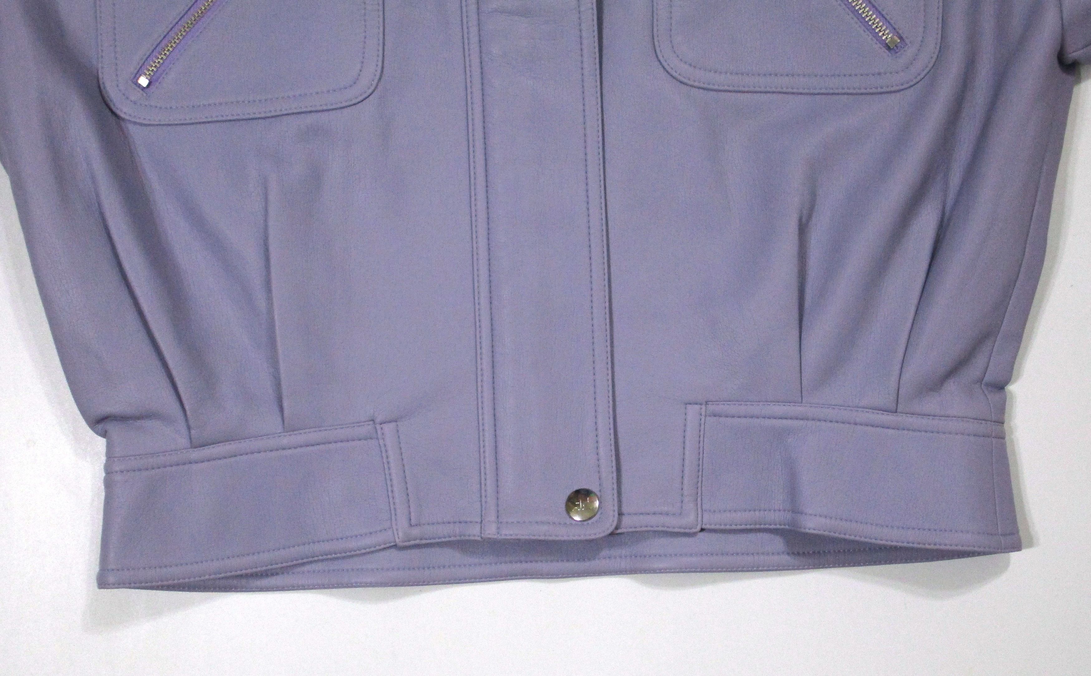 Courreges × Vintage Faux Leather Cropped Jacket Embossed Logo Button Size L / US 10 / IT 46 - 6 Thumbnail