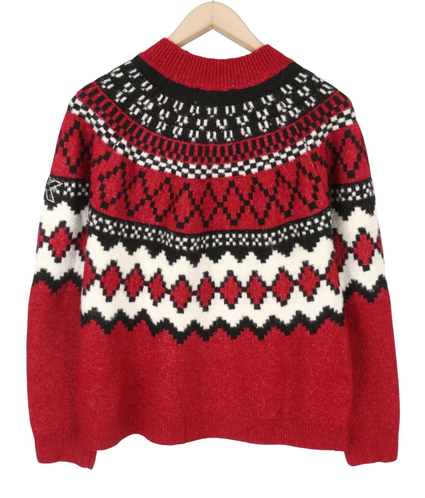 Desigual JERS BUDDY XL Red Patterned Mock Neck Knit Jumper 88687 Size XL / US 12-14 / IT 48-50 - 4 Thumbnail