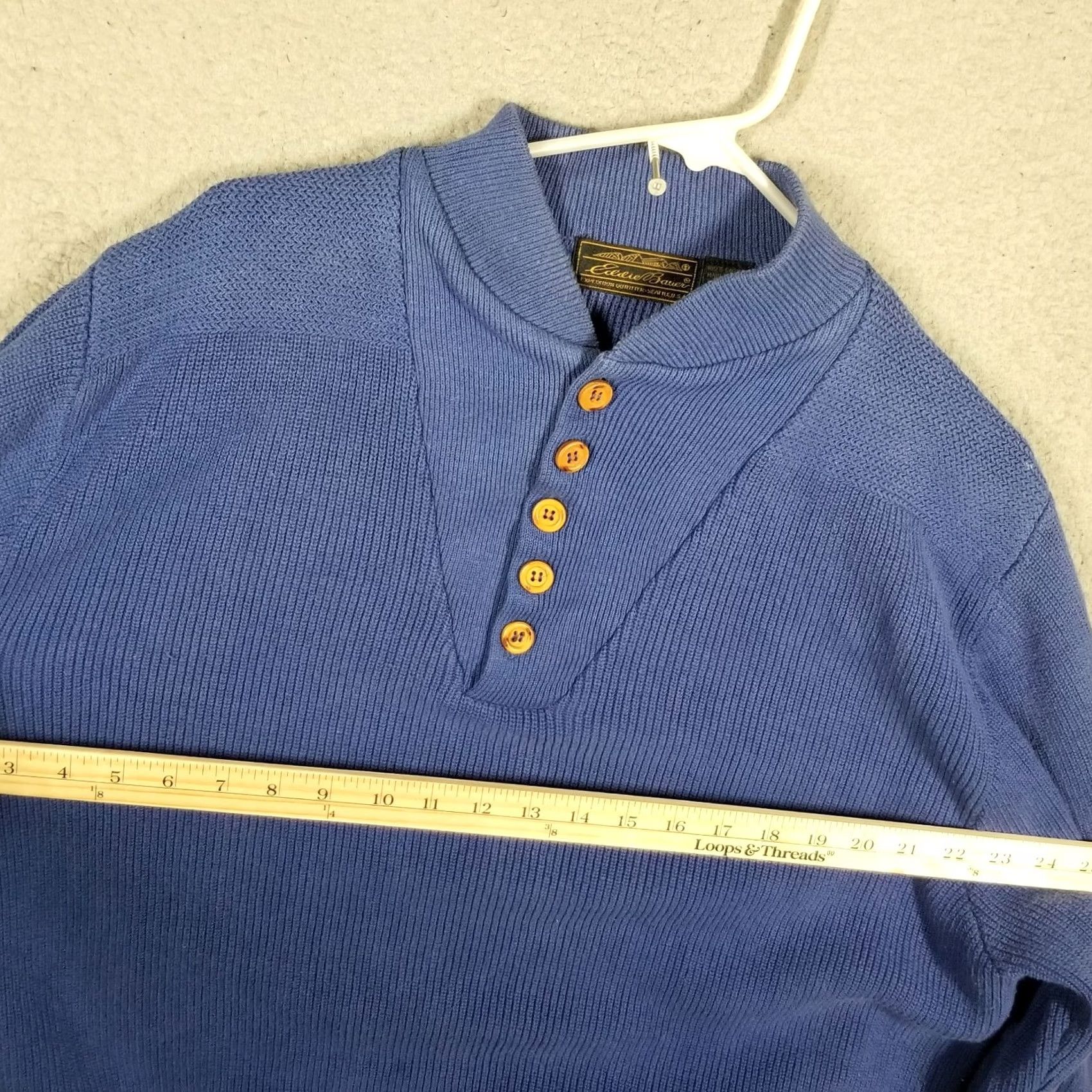 Vintage VINTAGE LL Bean Henley Sweater Men XL Blue Quarter Button Fisherman 90s Size US XL / EU 56 / 4 - 5 Thumbnail