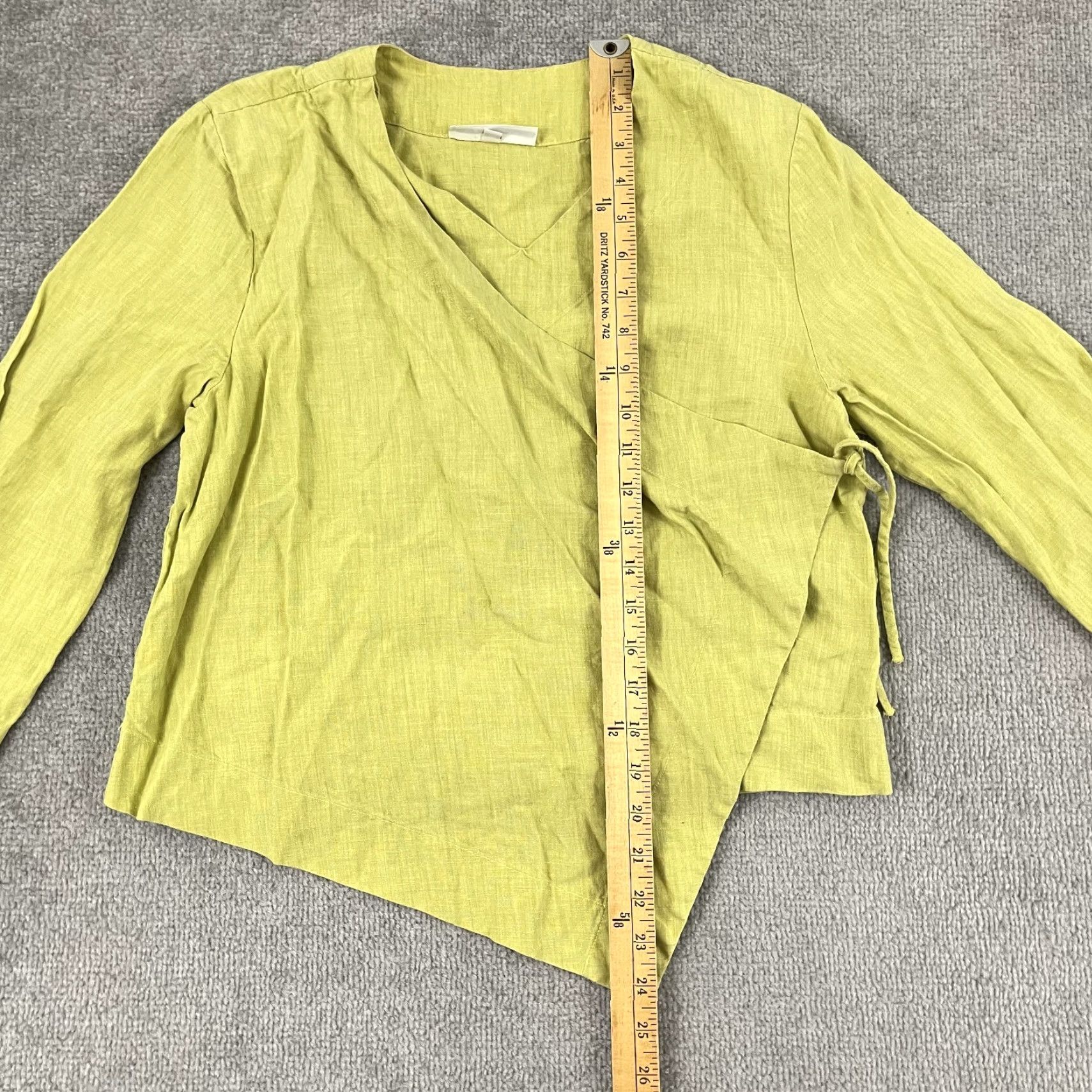 Vintage Vintage Bryn Walker Blouse Top Womens Small Linen Asymmetric Tie Front Green 90s Lagenlook Size S / US 4 / IT 40 - 4 Thumbnail