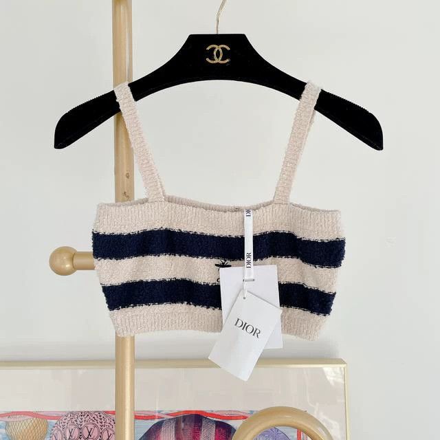 Dior Dior Black and white striped knitted vest Size S / US 4 / IT 40 - 1 Thumbnail
