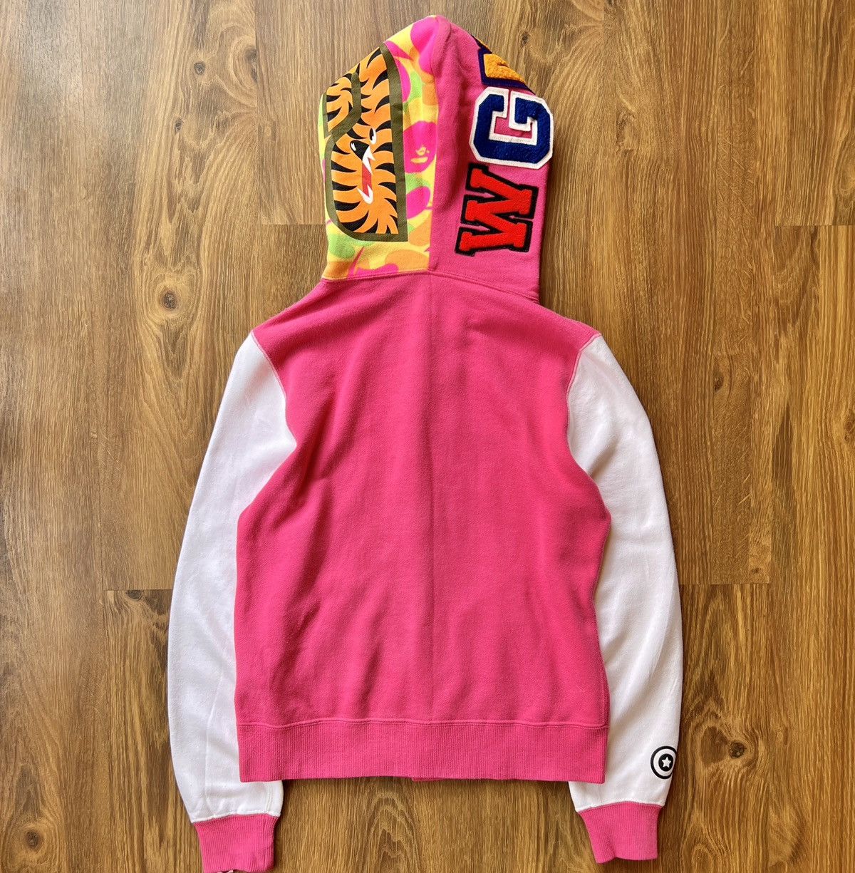 Bape Rare Bape Shark Camo Varsity Jacket / Hoodie (Pink) Size S / US 4 / IT 40 - 2 Thumbnail