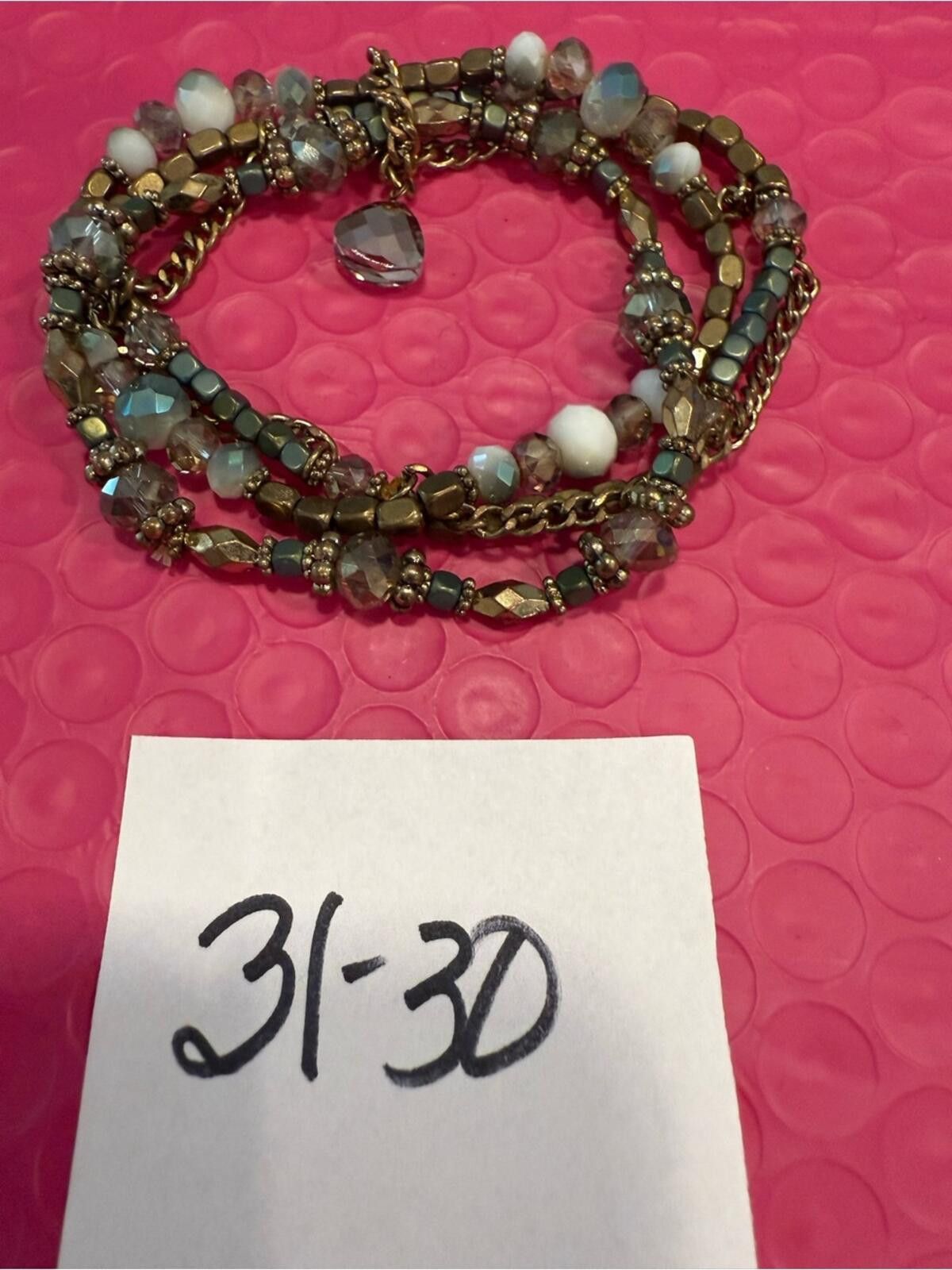 Other Bead & chain multi strand bracelet with rhinestone charm Size ONE SIZE - 5 Thumbnail