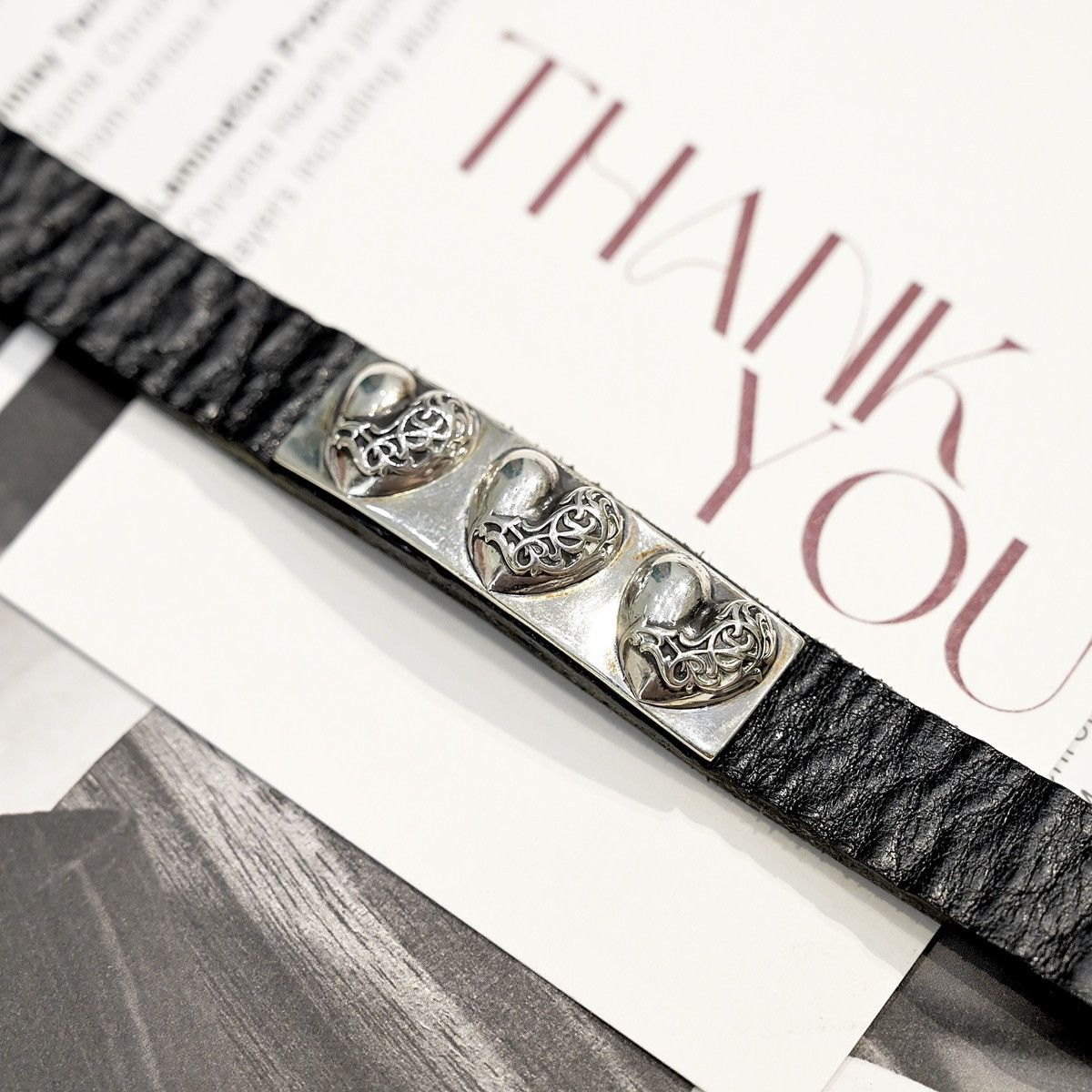 Chrome Hearts CHROME HEARTS HEART PLATE LEATHER BRACELET SILVER Size ONE SIZE - 4 Thumbnail