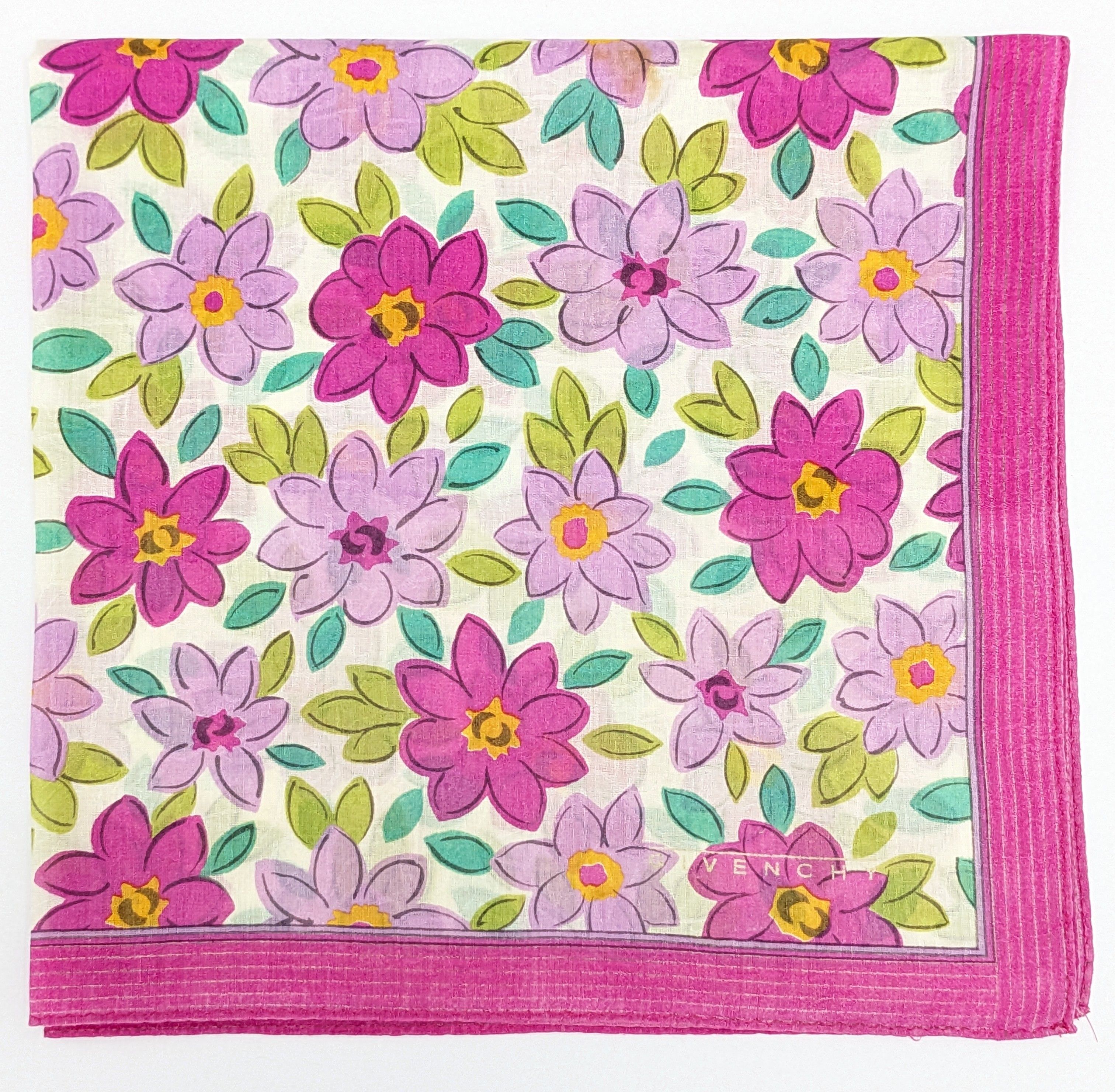 Givenchy Vintage GIVENCHY Handkerchief Floral Print Magenta Lavender Size ONE SIZE - 1 Thumbnail