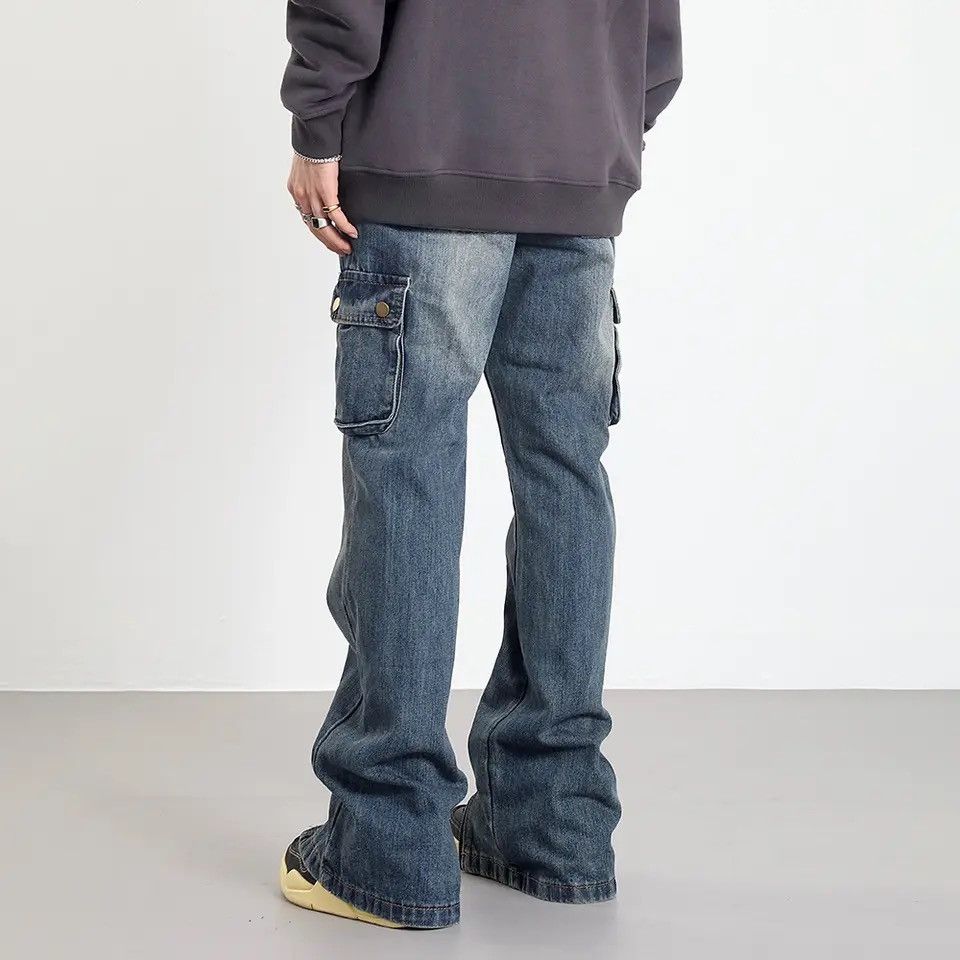 Japanese Brand × Vintage Cargo Jeans Men Big Pocket Straight-leg Baggy Street Casual Size US 33 - 2 Thumbnail