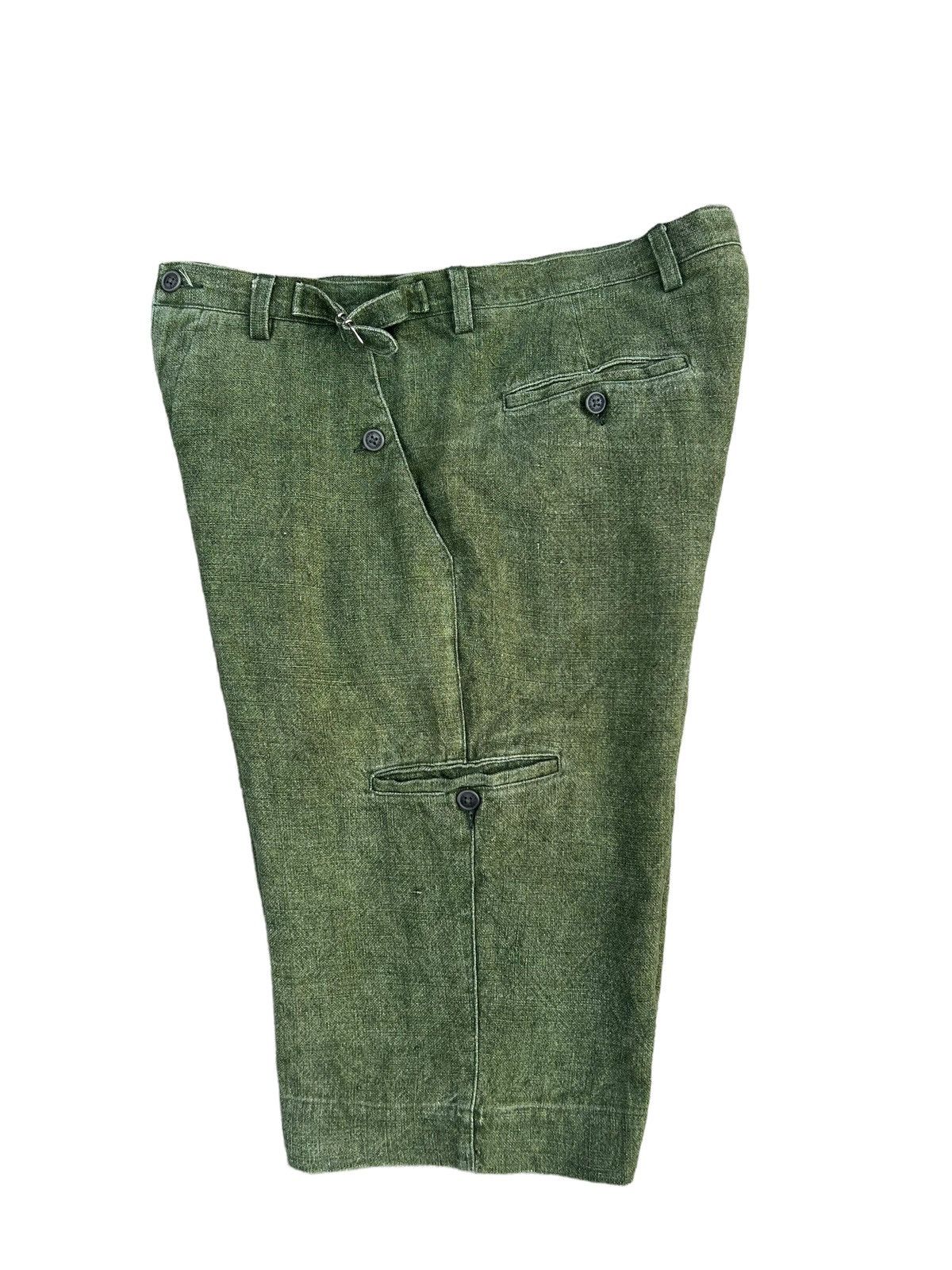 Designer 90s Arnys Paris Fade Olive Green 100% Linen Short Pant Size US 31 - 3 Thumbnail