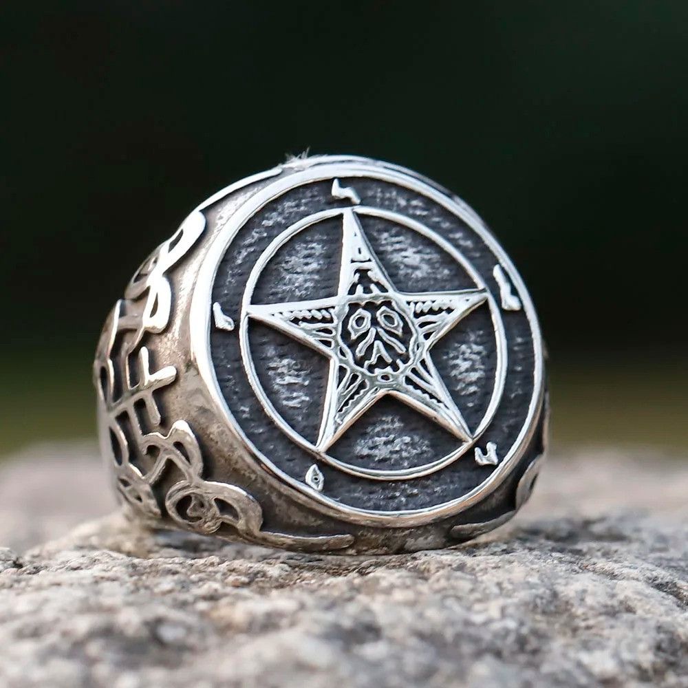 Jewelry Pentagram Five Point Ring Streetwear Jewelry Fashion Gift Size ONE SIZE - 3 Thumbnail