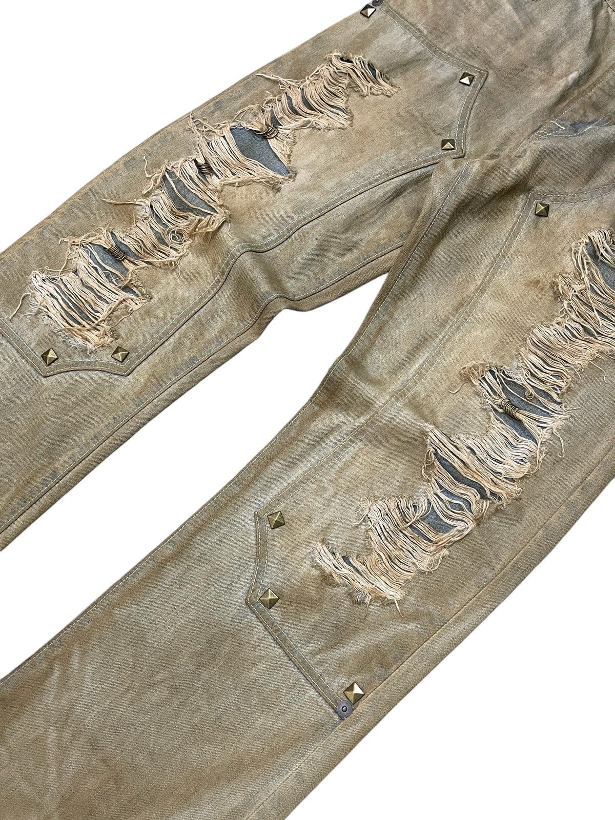 Japanese Brand × Le Grande Bleu (L.G.B.) × Purple Purple & Yellow Pierced Studded Double Knee Muddy Jeans Size US 30 / EU 46 - 7 Thumbnail