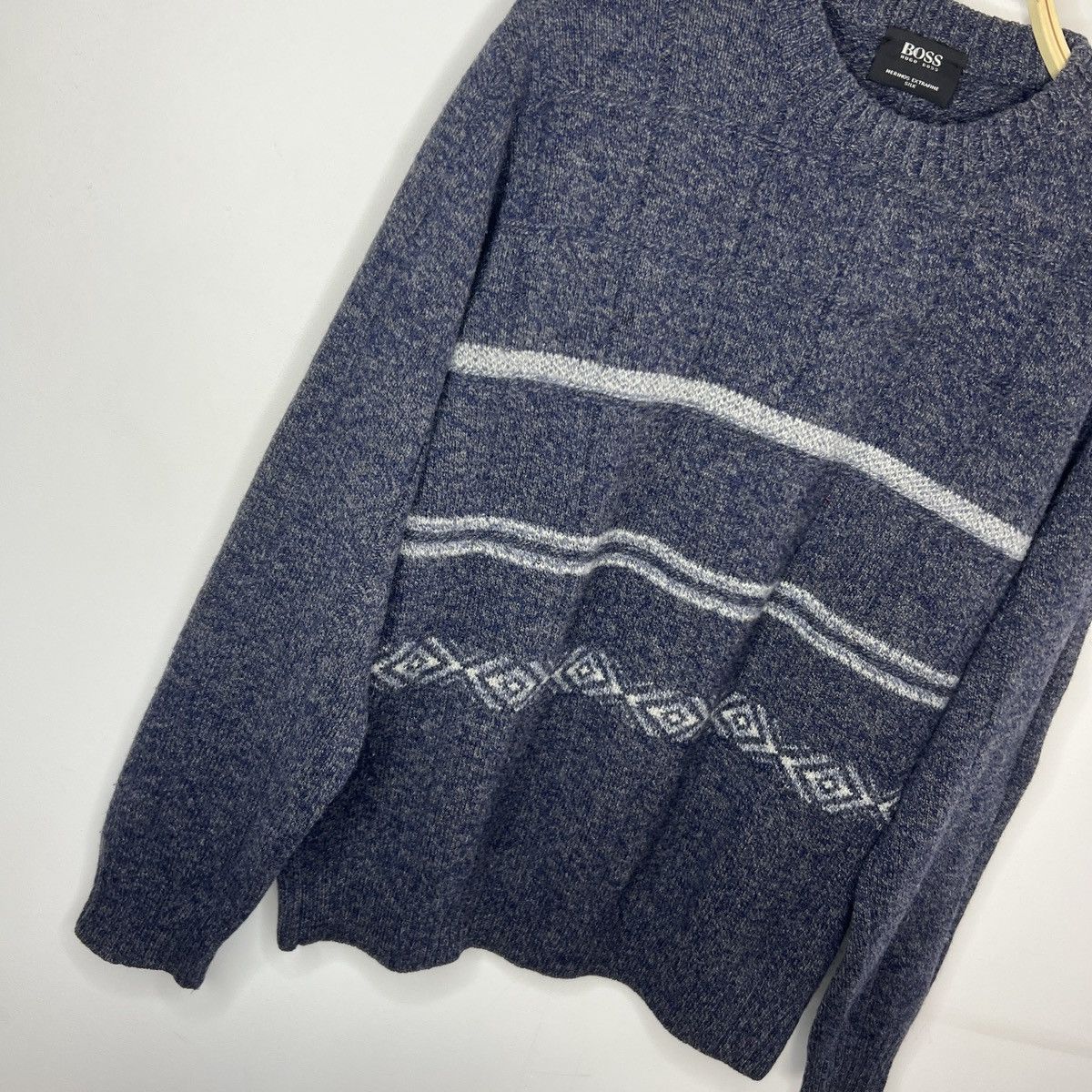 Designer × Hugo Boss × Vintage Vintage 90s Wool Silk Blend Hugo Boss Sweater Jumper Knit Size US L / EU 52-54 / 3 - 3 Thumbnail