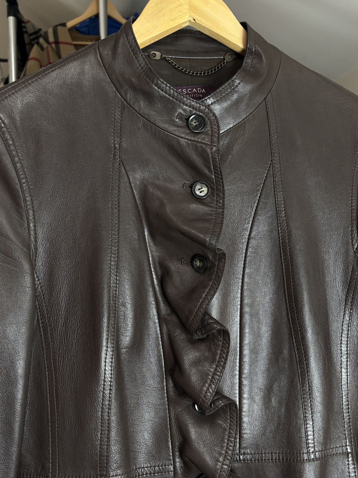 Escada Vintage Escada Luxury Brown Nappa Leather Coat Size S / US 4 / IT 40 - 3 Thumbnail