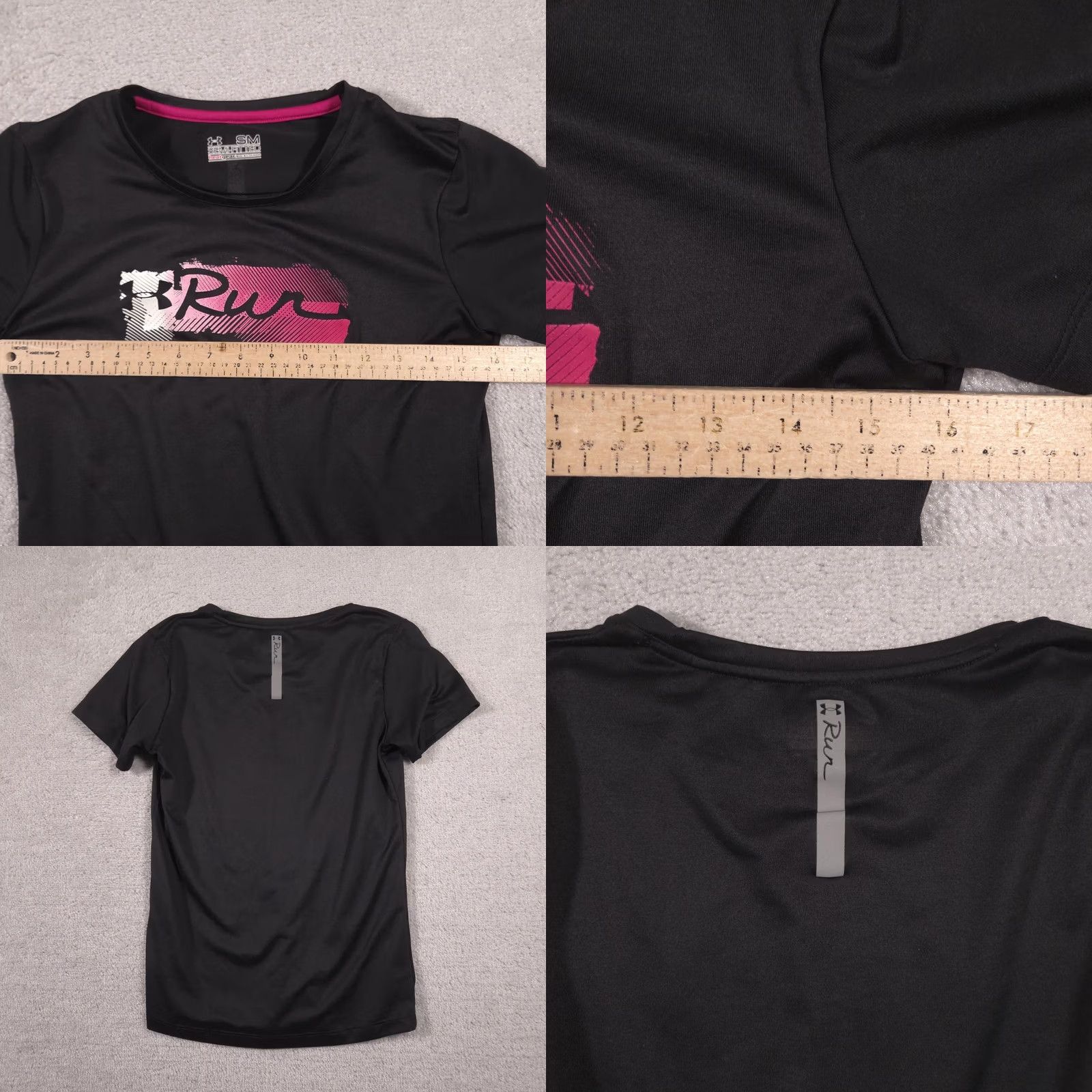 Under Armour Under Armour HeatGear Run Shirt Womens Small Black Short Sleeve Athletic Running Shirt Size S / US 4 / IT 40 - 8 Thumbnail
