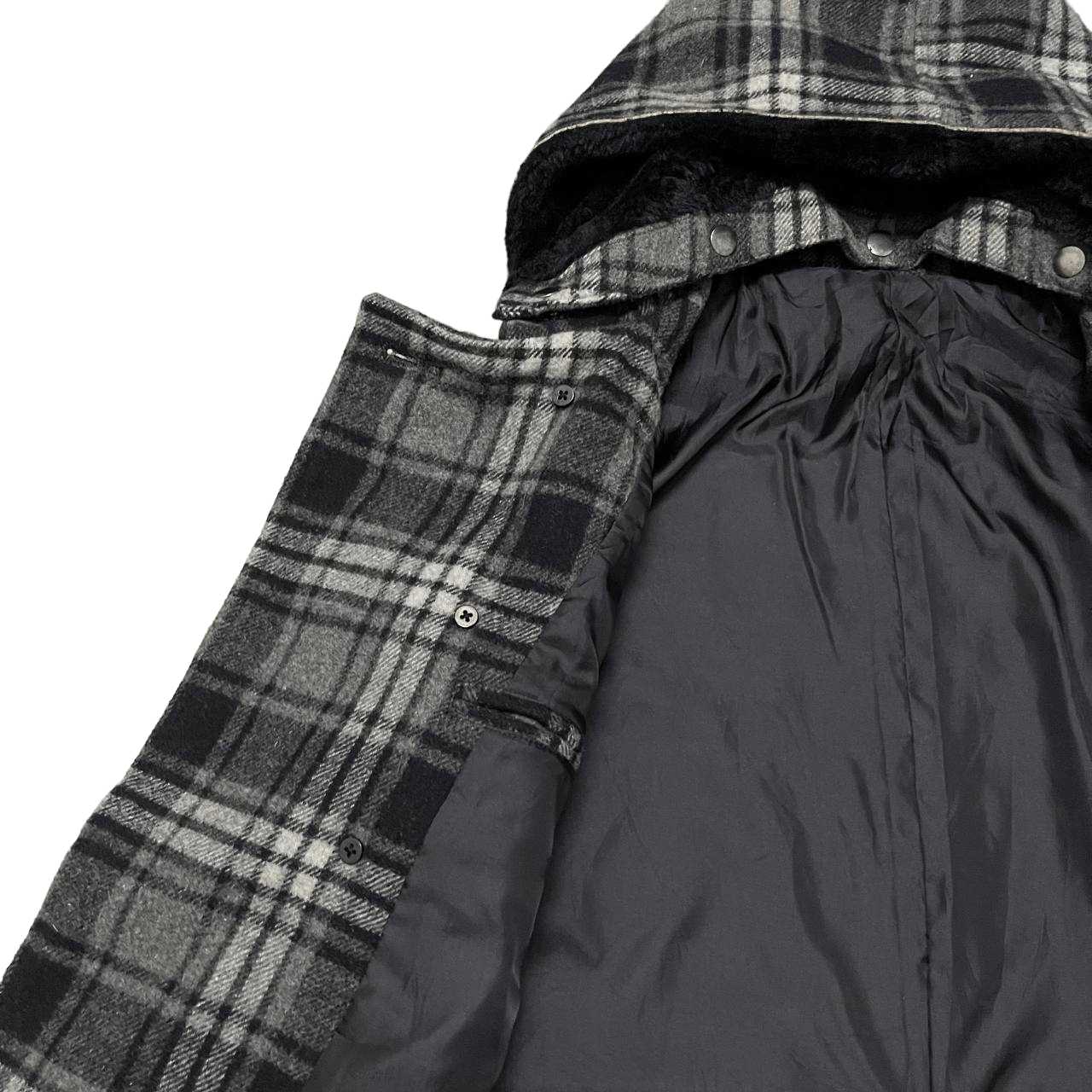 semanticdesign Semantic Design Plaid Wool Hooded Coat Size US M / EU 48-50 / 2 - 11 Thumbnail