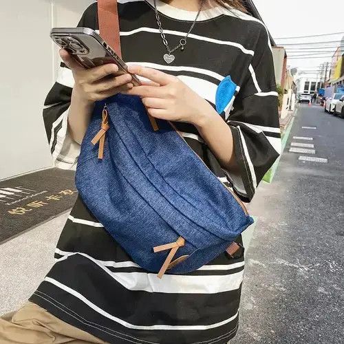 Indigo Bag Unisex Denim Shoulder Bag in Blue, Women's