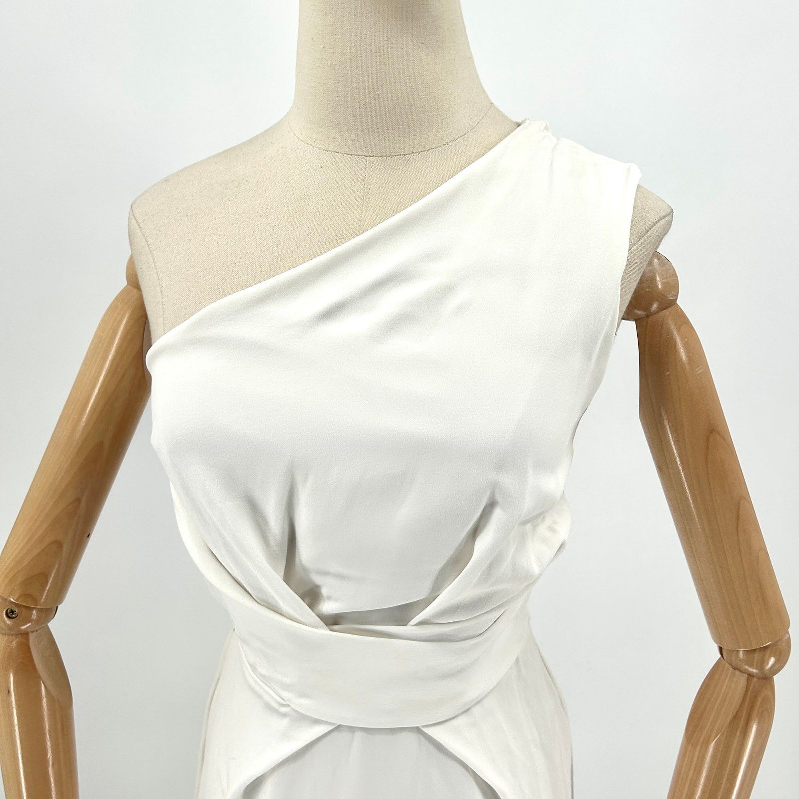 Reiss White Asymmetrical One-Shoulder Twist Waist Cocktail Dress Size XS / US 0-2 / IT 36-38 - 2 Thumbnail