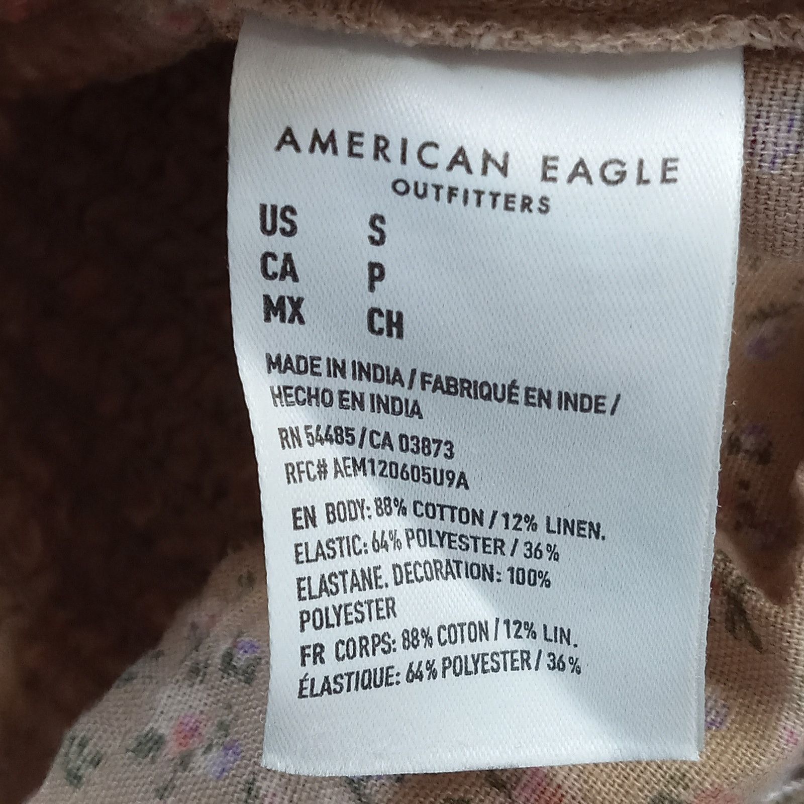 American Eagle Outfitters American Eagle Cold Shoulder Top S Beige Floral Cotton Linen Size S / US 4 / IT 40 - 4 Thumbnail