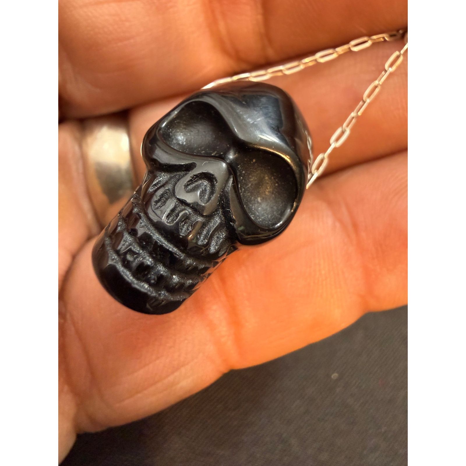 Other Sterling Silver 925 Skull Necklace Amethyst Stone 16" Size ONE SIZE - 4 Thumbnail
