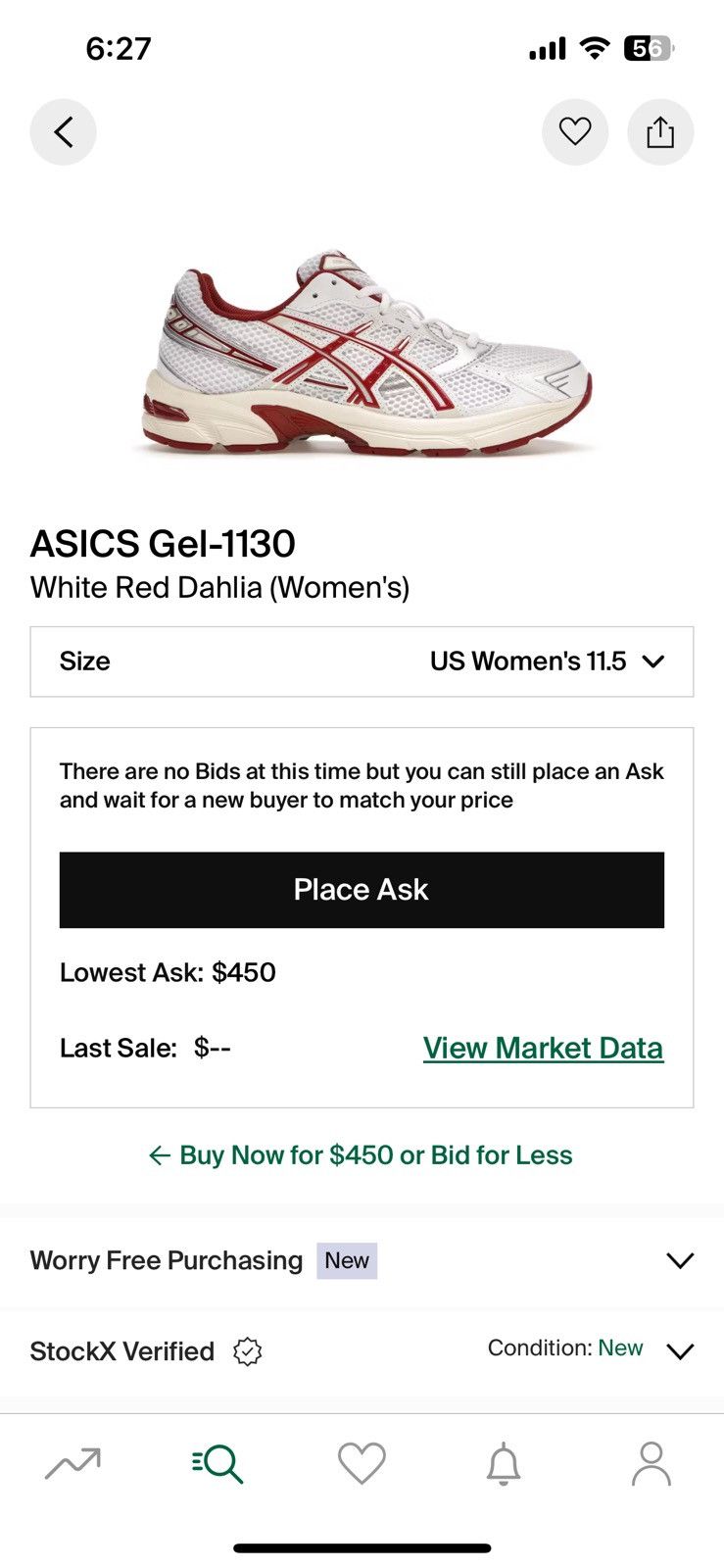 Asics Asics Gel-1130 White Red Dahlia Sz 10M / 11.5W Size US 10 / EU 43 - 6 Thumbnail