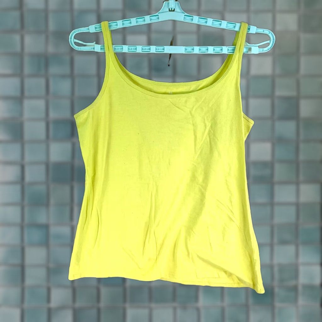 Vintage New York & Company Women's Tank Top Size L Yellow Ruffle Sleeveless Casual Spring Summer Size L / US 10 / IT 46 - 1 Thumbnail