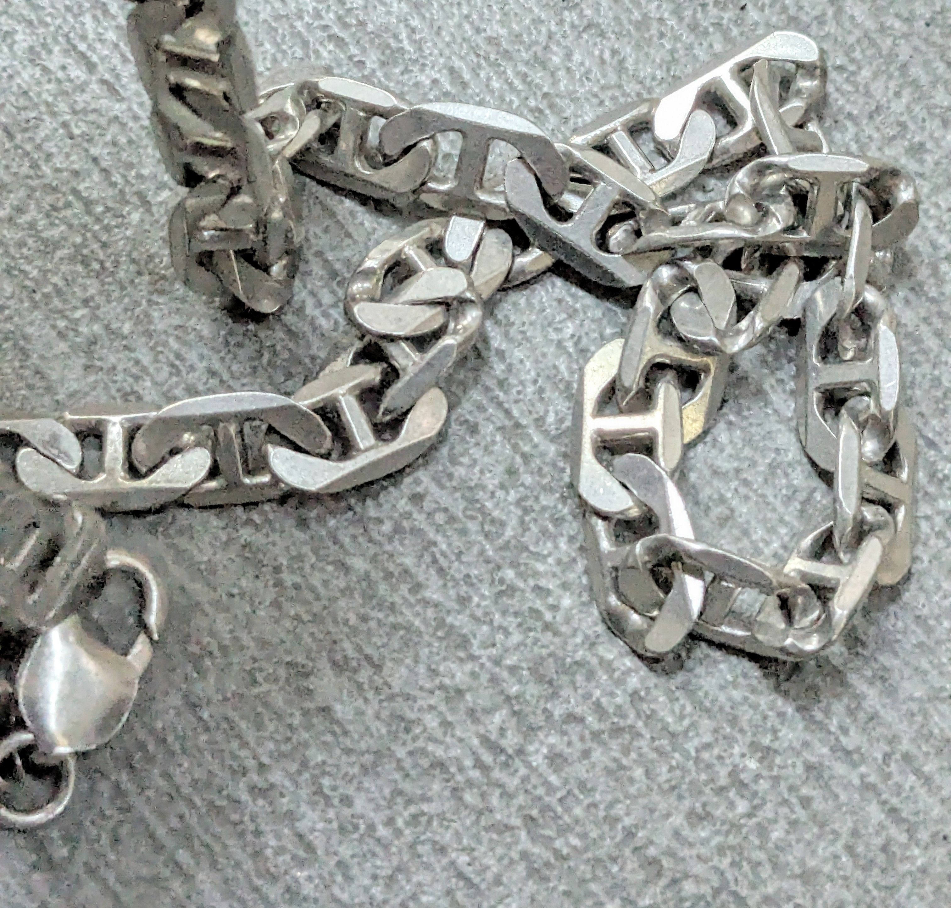 Jewelry Vintage Sterling Silver Necklace Mariner Anchor 22" Chunky Size ONE SIZE - 3 Thumbnail