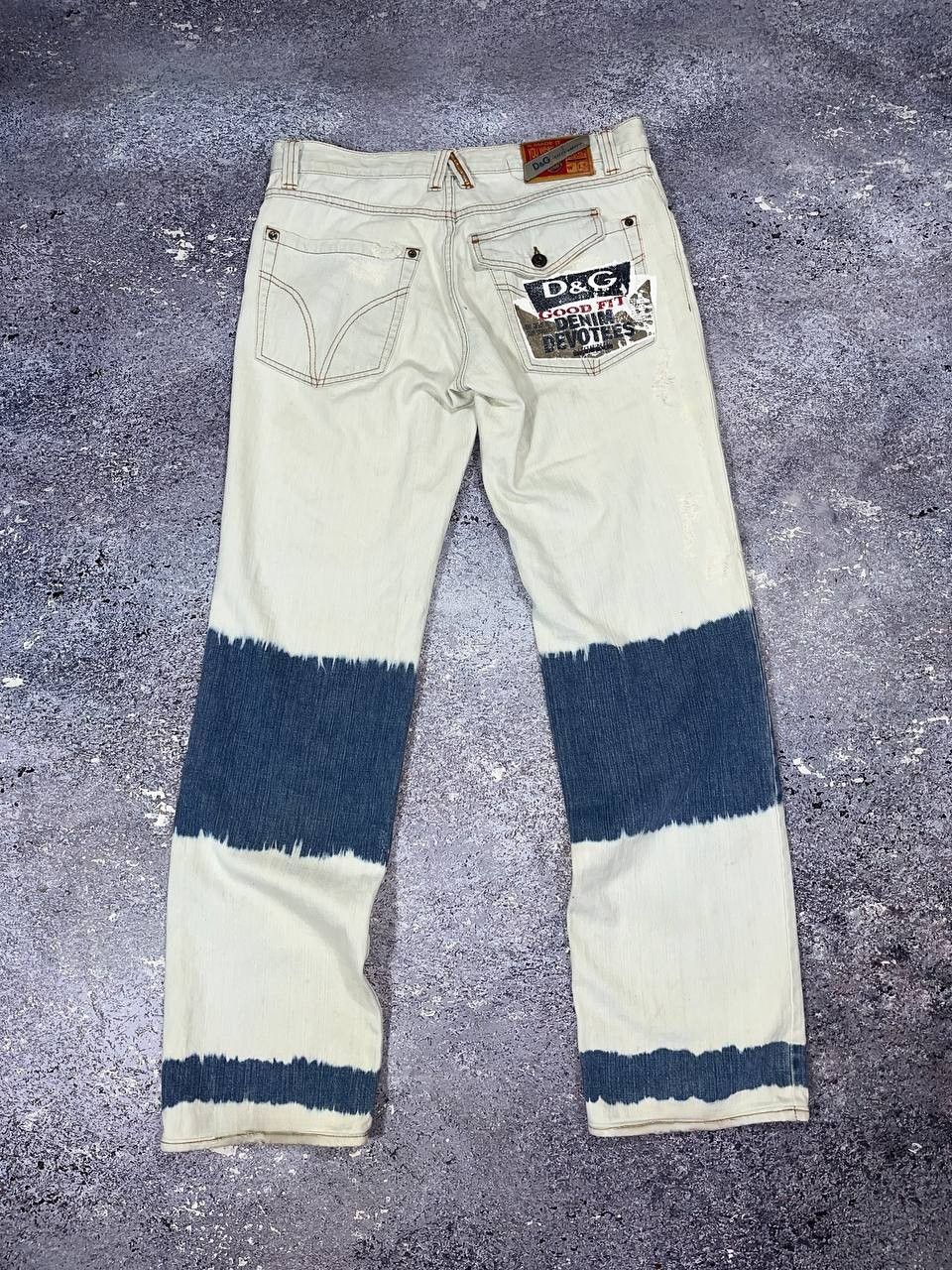 Dolce & Gabbana 00s Archive Dolce & Gabbana Bleached Tie-dye Denim PANTS Size US 33 - 2 Thumbnail