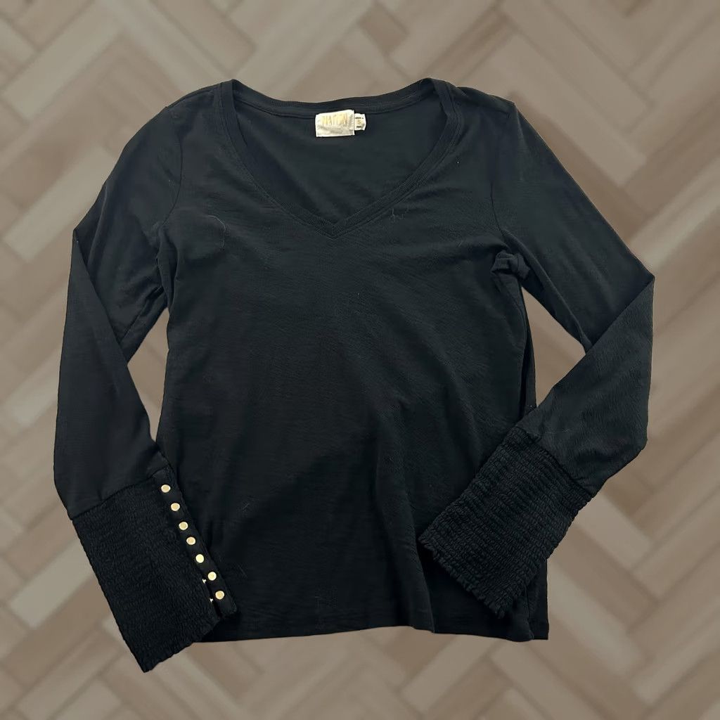 P.E Nation Nation Long Sleeve LTD Paige Smock Cuff Tee Women's Small Black Size S / US 4 / IT 40 - 1 Thumbnail