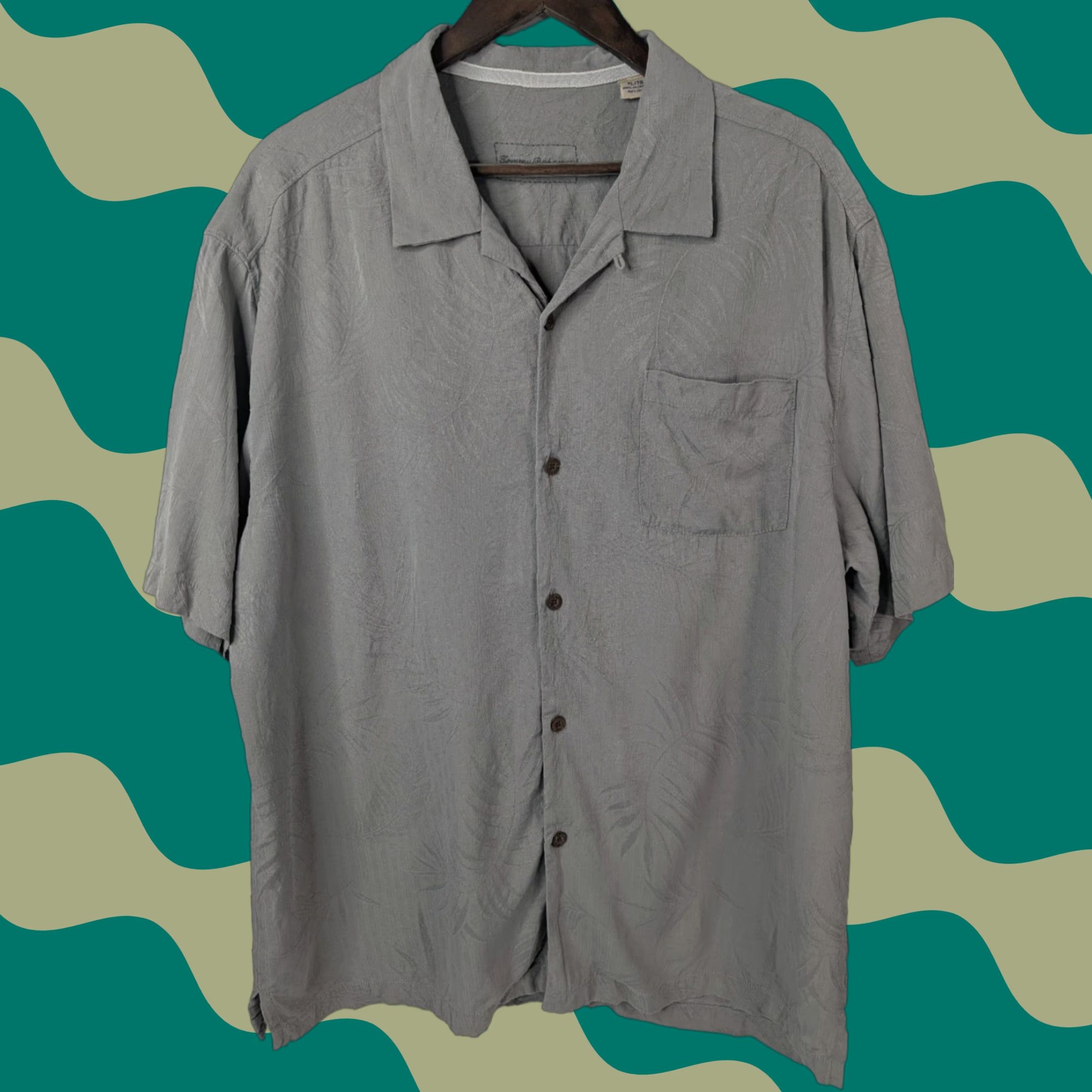 Tommy Bahama Tommy Bahama Original Fit Shirt Men XL Floral Gray Silk S/S Button-Up Collar Size US XL / EU 56 / 4 - 1 Thumbnail