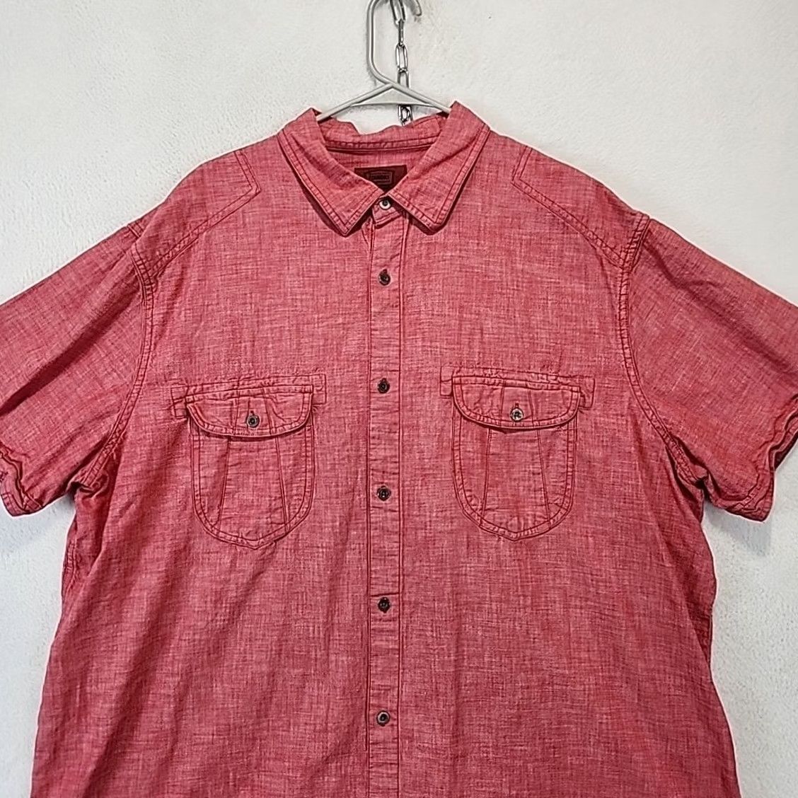 Vintage Foundry Men's 2XL Red Short Sleeve Button-Up Work Shirt Grunge Pocket Casual Shirt Size US XXL / EU 58 / 5 - 2 Thumbnail