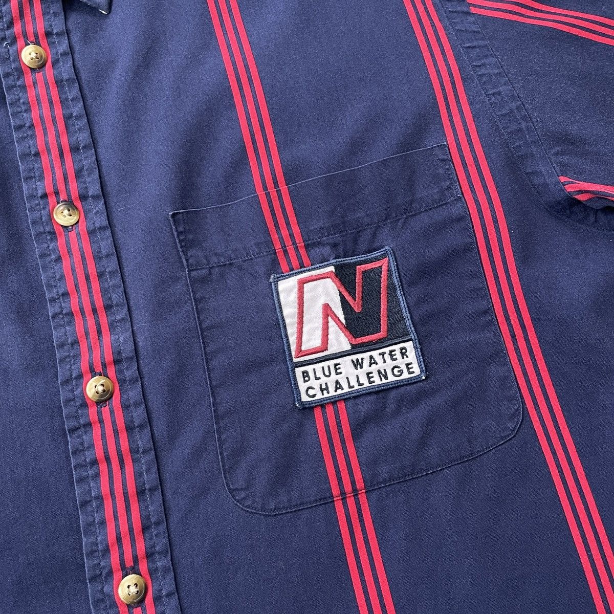 Nautica × Vintage Vintage Nautica Blue Water Challenge Button Shirt Size M Size US M / EU 48-50 / 2 - 6 Thumbnail