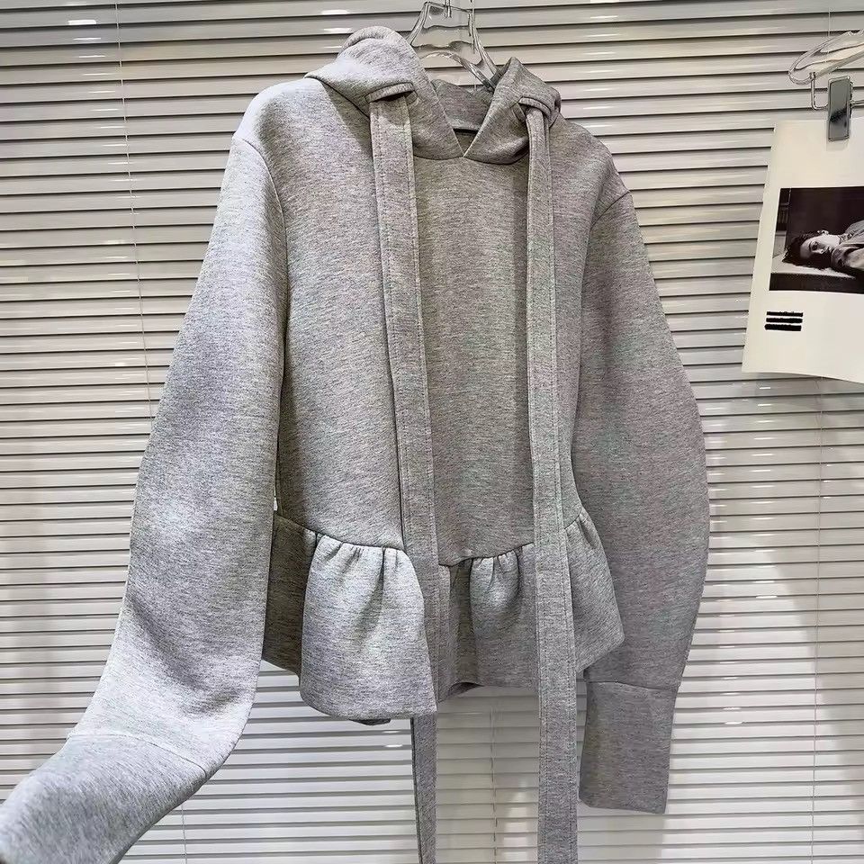 Other Designer Bandage Ruffles Gray Cute Sweatshirt Hoodie Size M / US 6-8 / IT 42-44 - 6 Thumbnail