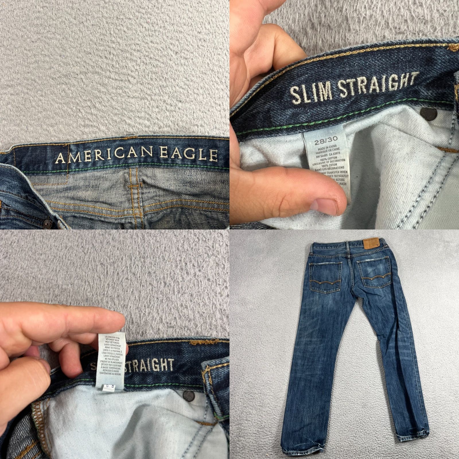 American Eagle Outfitters VINTAGE American Eagle Outfitters Men's Slim Straight Jeans 28x30 Blue Cotton Denim 90s Fall Winter Mens Size US 28 / EU 44 - 8 Thumbnail
