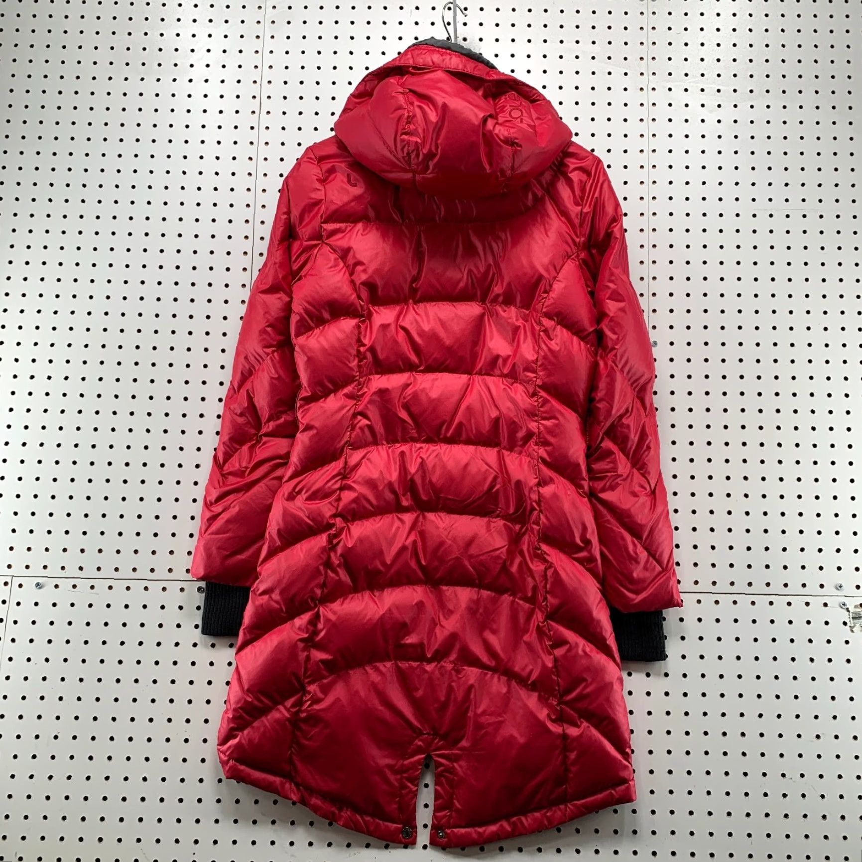 Vintage Lole Down Puffer Coat Womens M Red Quilted Long Hooded Parka Jacket Size M / US 6-8 / IT 42-44 - 2 Thumbnail