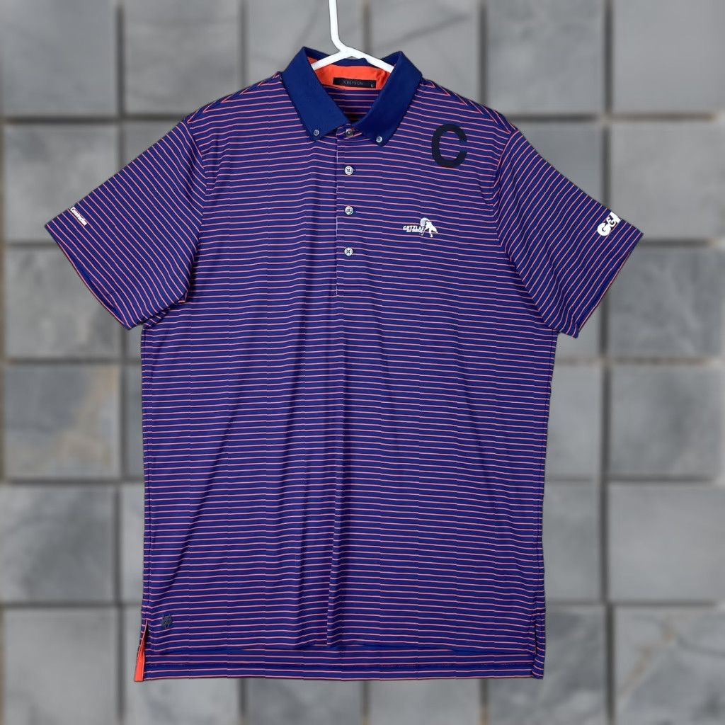 Vintage Greyson Polo Shirt Mens Large Blue Orange Striped Golf Rugby Preppy Adult Size US L / EU 52-54 / 3 - 1 Thumbnail
