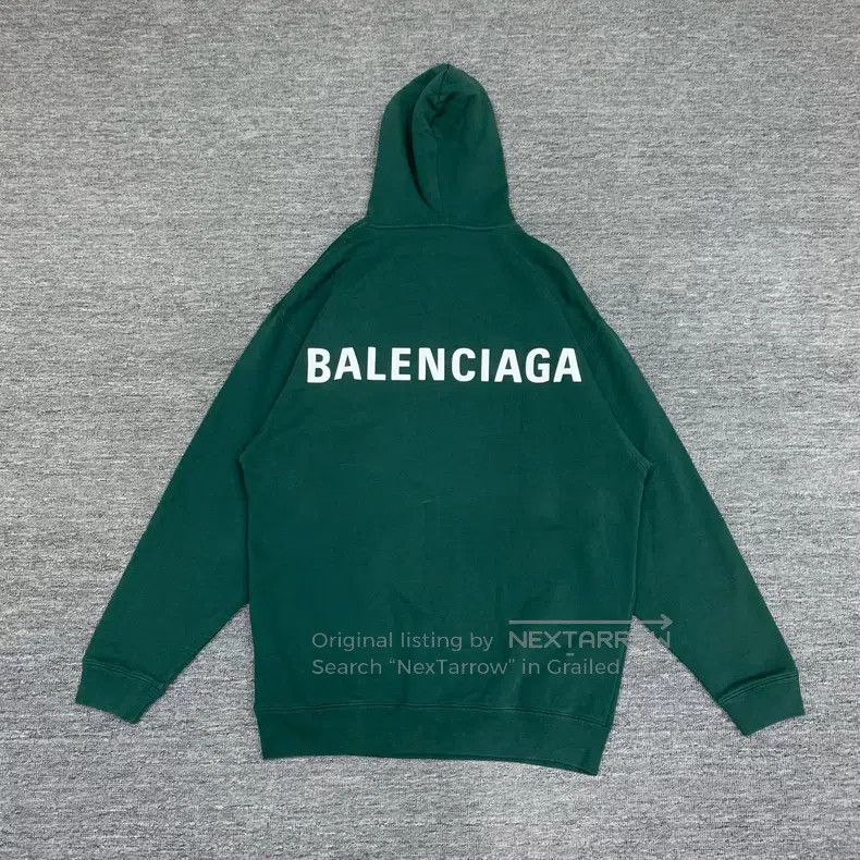 Balenciaga Balenciaga Green Back Logo Hoodie Sweatshirt Size US M / EU 48-50 / 2 - 2 Thumbnail