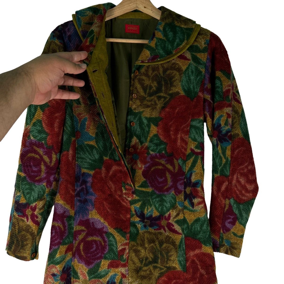 Kenzo 🔥VINTAGE KENZO LONG JACKET WOOL FULL PRINT FLOWER DESIGN Size M / US 6-8 / IT 42-44 - 6 Thumbnail
