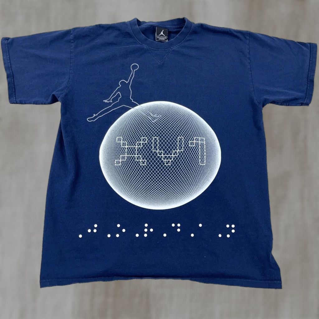 Jordan Brand VINTAGE Jordan T-Shirt Men Large Blue Graphic Print 2000s Retro Jumpman XV1 Braille Size US L / EU 52-54 / 3 - 1 Thumbnail