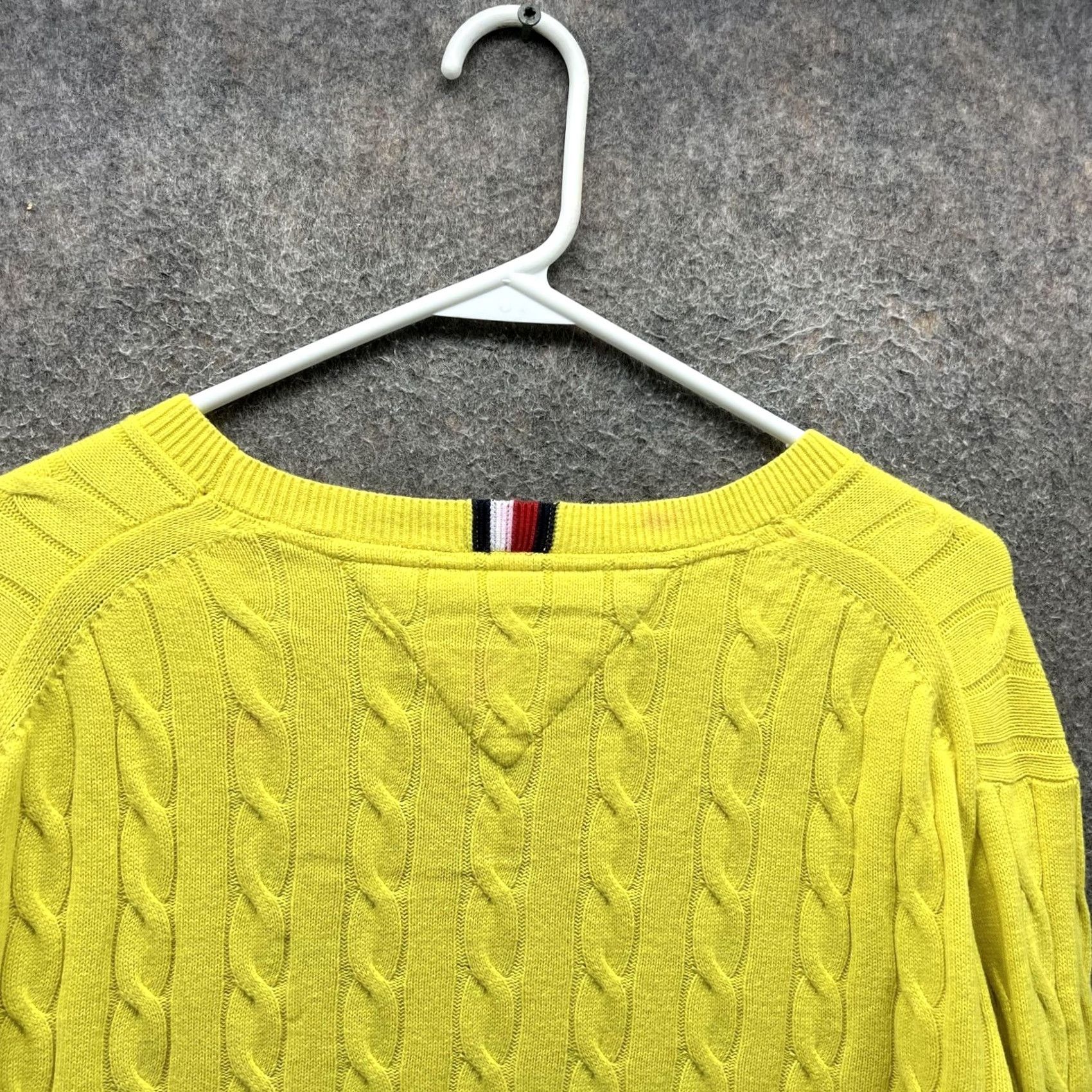 Tommy Hilfiger Tommy Hilfiger Sweater Mens XL Yellow Cotton Cable-Knit Crewneck Pullover Logo Size US XL / EU 56 / 4 - 4 Thumbnail