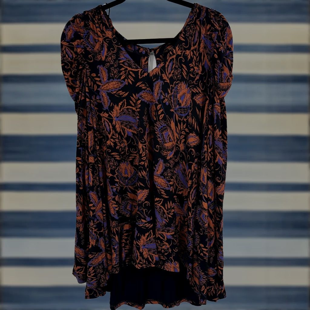 Free People VINTAGE Free People Dress Womens Small Black Brown Floral Boho Long Sleeve Keyhole Flowy Size S / US 4 / IT 40 - 1 Thumbnail